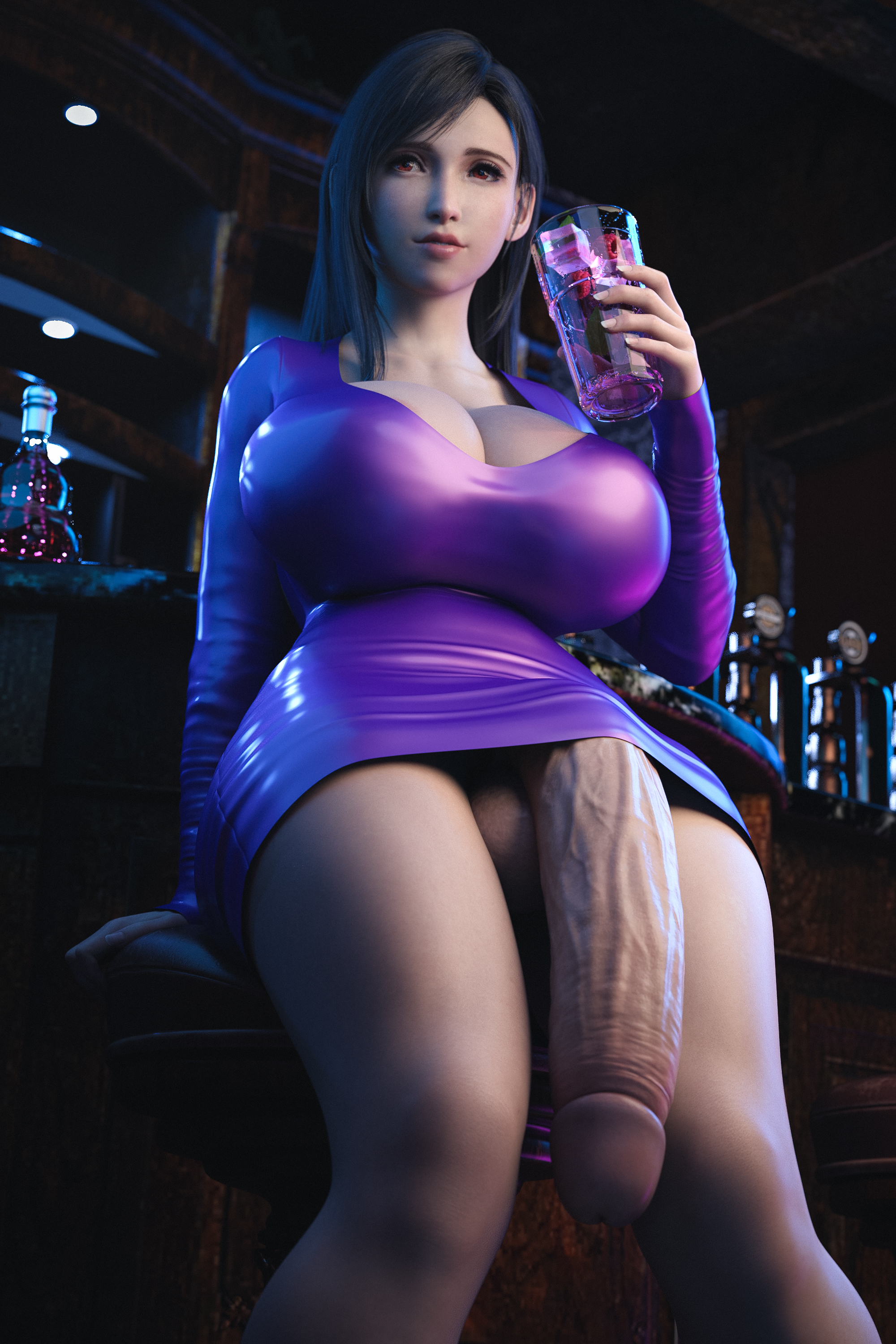 1futa, 3d, balls, big balls, big breasts, big penis, breasts, casual exposure, casual nudity, clothing, final fantasy, final fantasy vii, final fantasy vii remake, foreskin, fully retracted foreskin, futa only, futanari, huge breasts, huge cock, ineffective clothing, intersex, large penis, light skin, light-skinned futa, looking at viewer, low-angle view, penis, retracted foreskin, sitting, smooth skin, solo, stevencarson, testicles, tifa lockhart, uncircumcised, uncut