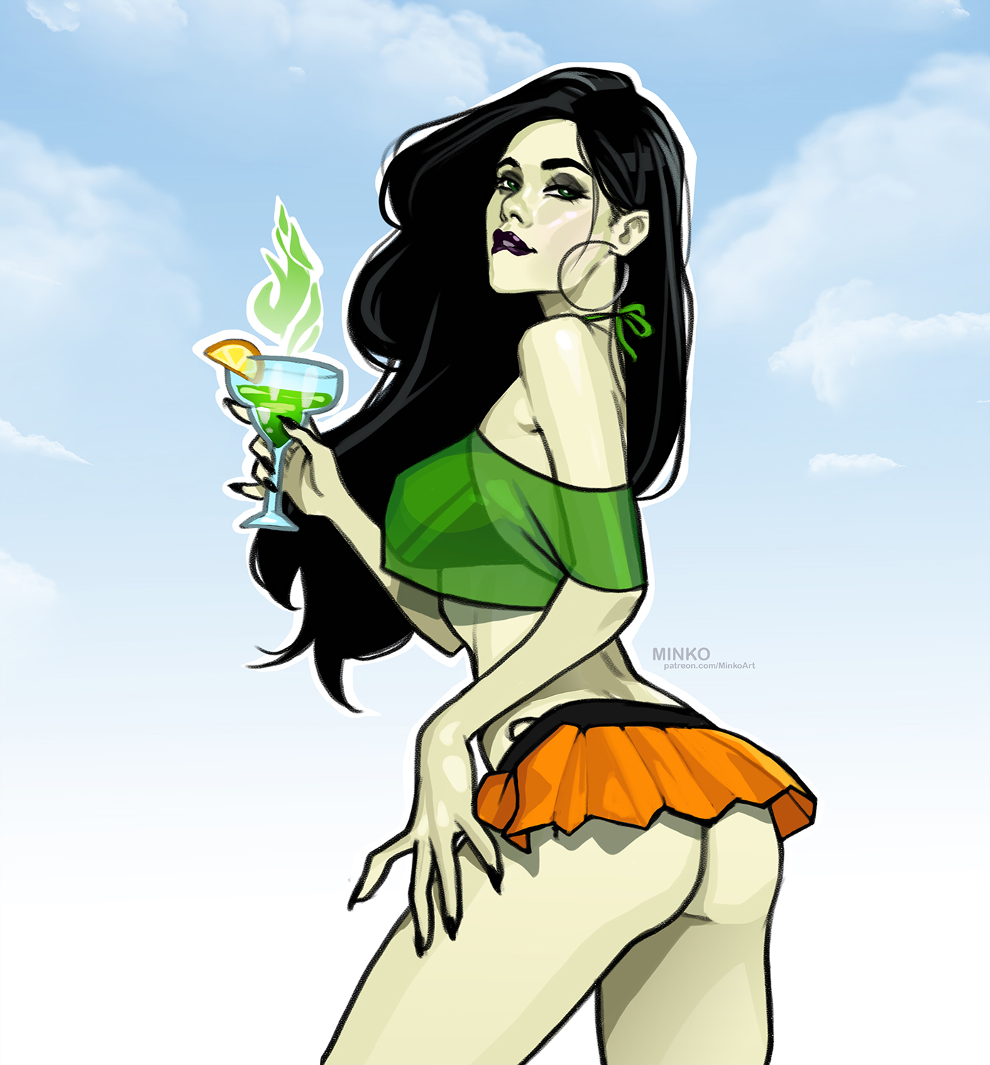 1girls, athletic, athletic female, big breasts, black hair, breasts, busty, cleavage, curvaceous, curvy, curvy figure, digital drawing (artwork), digital media (artwork), disney, disney channel, eyebrows, eyelashes, eyes, female, female focus, female only, fit, fit female, hair, hips, hourglass figure, kim possible, legs, light skin, light-skinned female, lips, minko, olena minko, shego, slim, slim waist, thick, thick legs, thick thighs, thighs, upper body, voluptuous, waist, wide hips