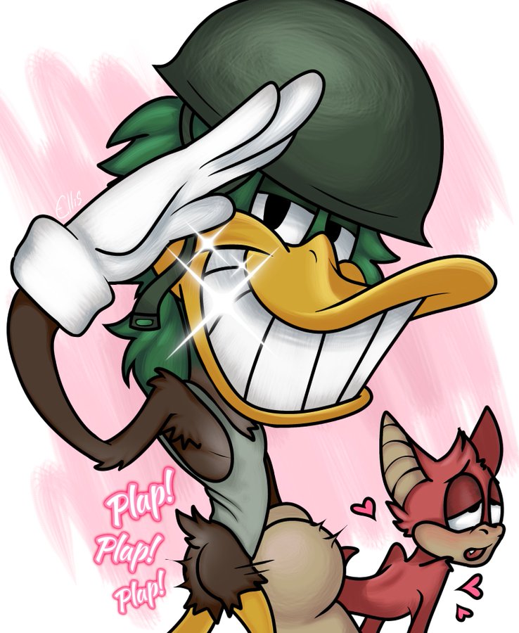 ahe_gao avian bat big_head chiropteran duck duo green_fur helmet missionary_position red_fur toontown_bat toontown_corporate_clash toontown_duck toontown_online toony