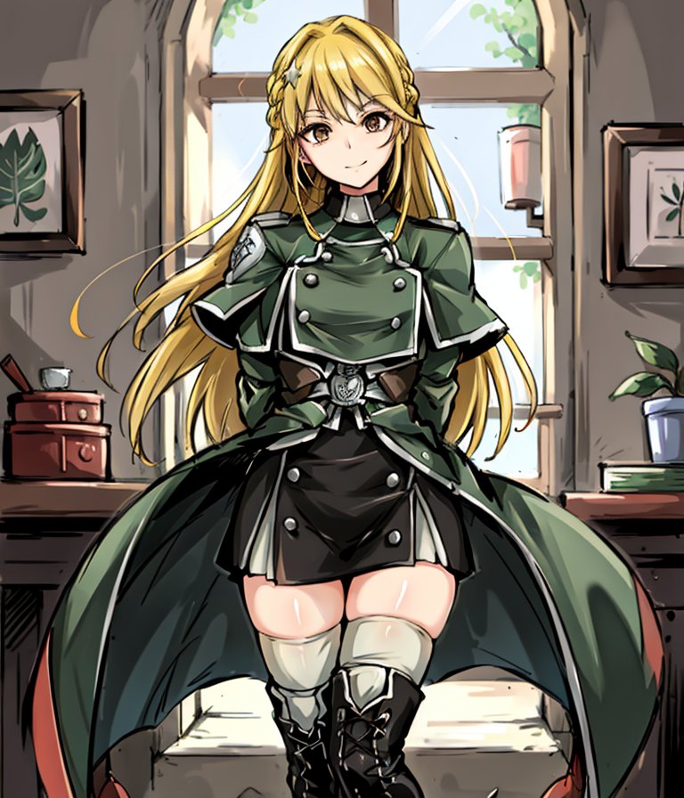 1girls ai_generated blonde_female blonde_hair clothed_female clothing exosister_elis exosisters female female_only leukocrisp smile solo stable_diffusion yu-gi-oh!