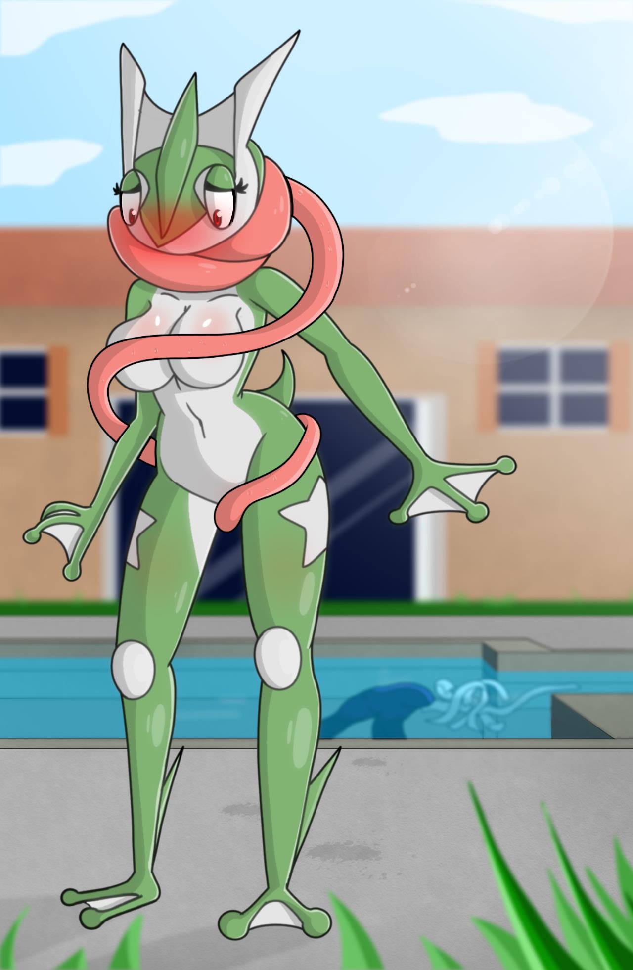 amphibian anthro breasts chunkiroll greninja nude pokémon_(species) pokemon pokemon_(species) scalie