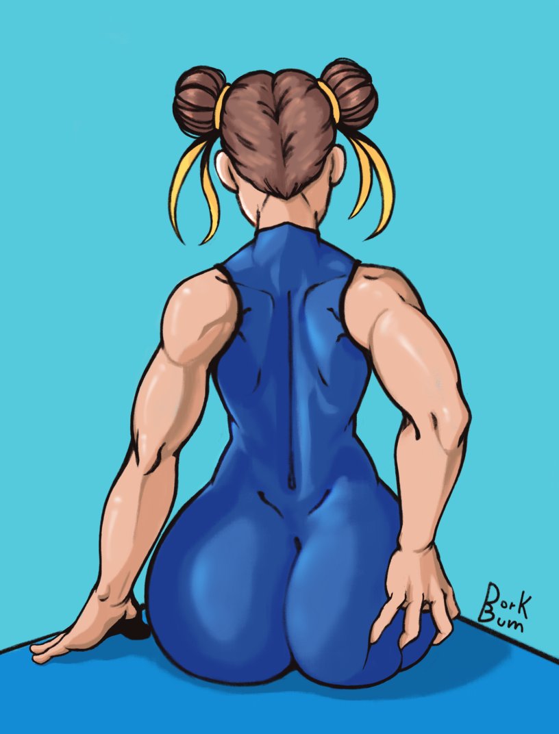 1girls 2021 ass ass_grab back big_ass bodysuit brown_hair capcom chun-li dat_ass dorkbum female female_only fully_clothed grabbing_own_ass solo street_fighter street_fighter_alpha