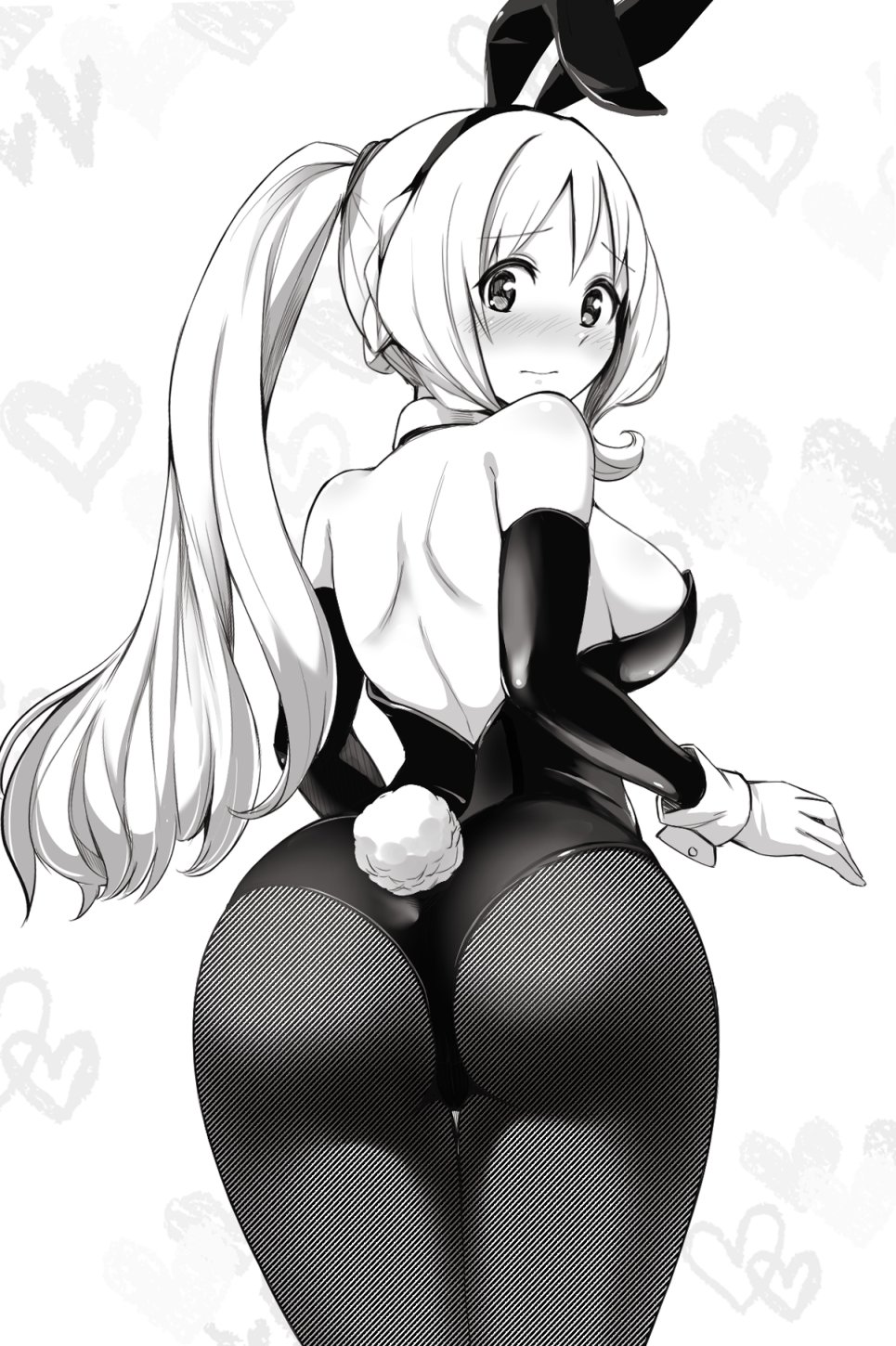 1girls 2021 absurd_res absurdres ass ass_focus big_ass black_and_white blonde_hair blush blush_lines blushing_at_viewer bubble_ass bubble_butt bunny_ears bunny_girl bunny_tail bunnysuit curvaceous curvy curvy_female curvy_figure embarrassed high_resolution highres human human_only looking_at_viewer looking_back magia_record:_mahou_shoujo_madoka_magica_gaiden magical_girl mahou_shoujo_madoka_magica momoko_togame nervous ponytail presenting presenting_ass puella_magi_madoka_magica solo solo_female solo_focus togame_momoko young zwei_(santanawamuujojo)