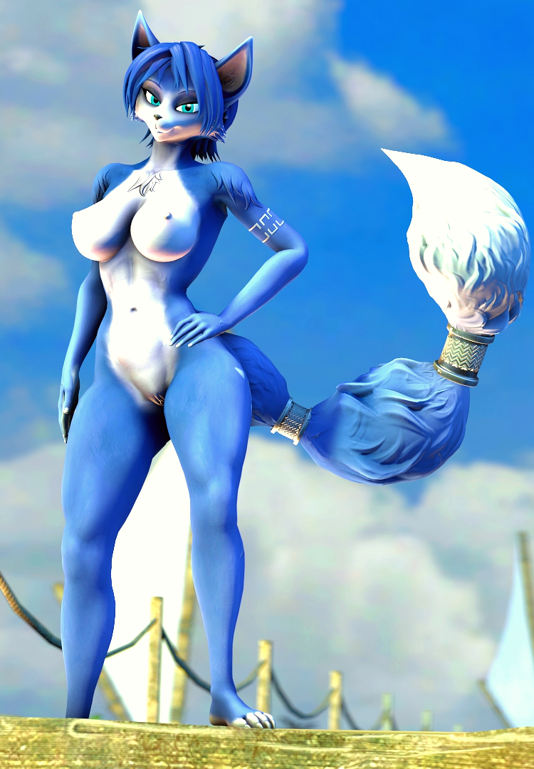 2020s 2023 3d_(artwork) anthro areola big_breasts blue_body blue_fur blue_hair breasts canid canine claws curvy_figure detailed_background digital_media_(artwork) feet female fingers fluffy fluffy_tail fox fur genitals hair hand_on_hip hand_on_own_hip krystal long_tail looking_at_viewer mammal multicolored_body multicolored_fur navel nintendo nipples nude outside pussy short_hair smile solo source_filmmaker star_fox tail teal_eyes toe_claws toes two_tone_body two_tone_fur viper-desires white_body white_fur