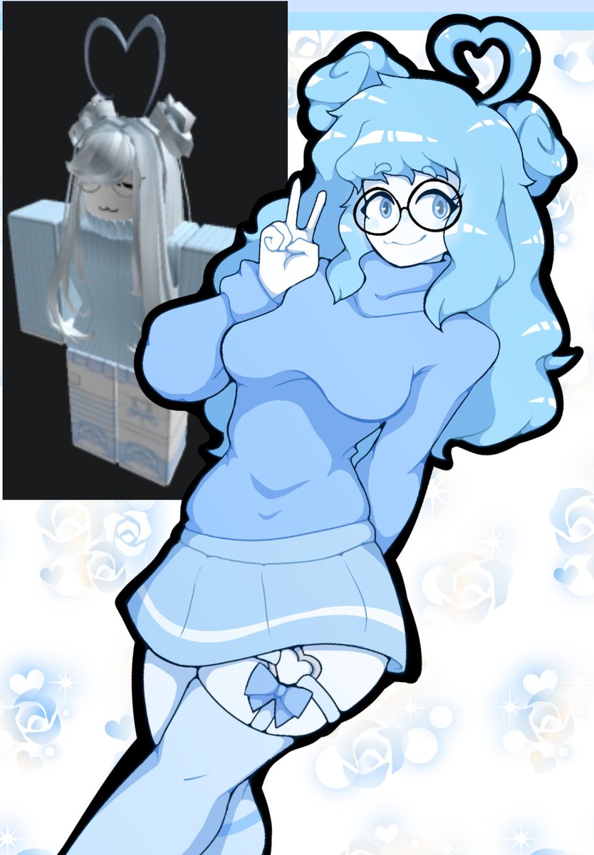 1girls blue_sweater clothed commission hosses21 roblox roblox_avatar robloxian tagme