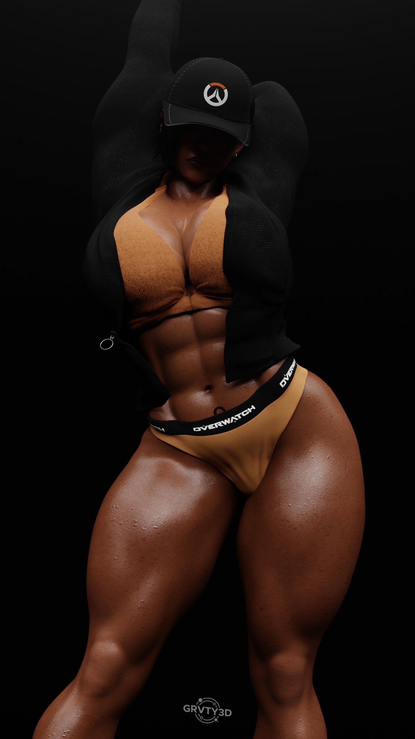 1girls, 3d, abs, ass, big ass, big breasts, big butt, black hair, blender (software), blizzard entertainment, breasts, cap, dark skin, dark-skinned female, egyptian, egyptian female, female, grvty3d, headgear, headwear, muscles, muscular, muscular female, overwatch, pharah, sideboob, simple background, sneakers, socks, solo, solo female, solo focus, sports bra, sports panties, sportswear, tagme, tan body, tanline, thick thighs, thighs, toned, wide hips