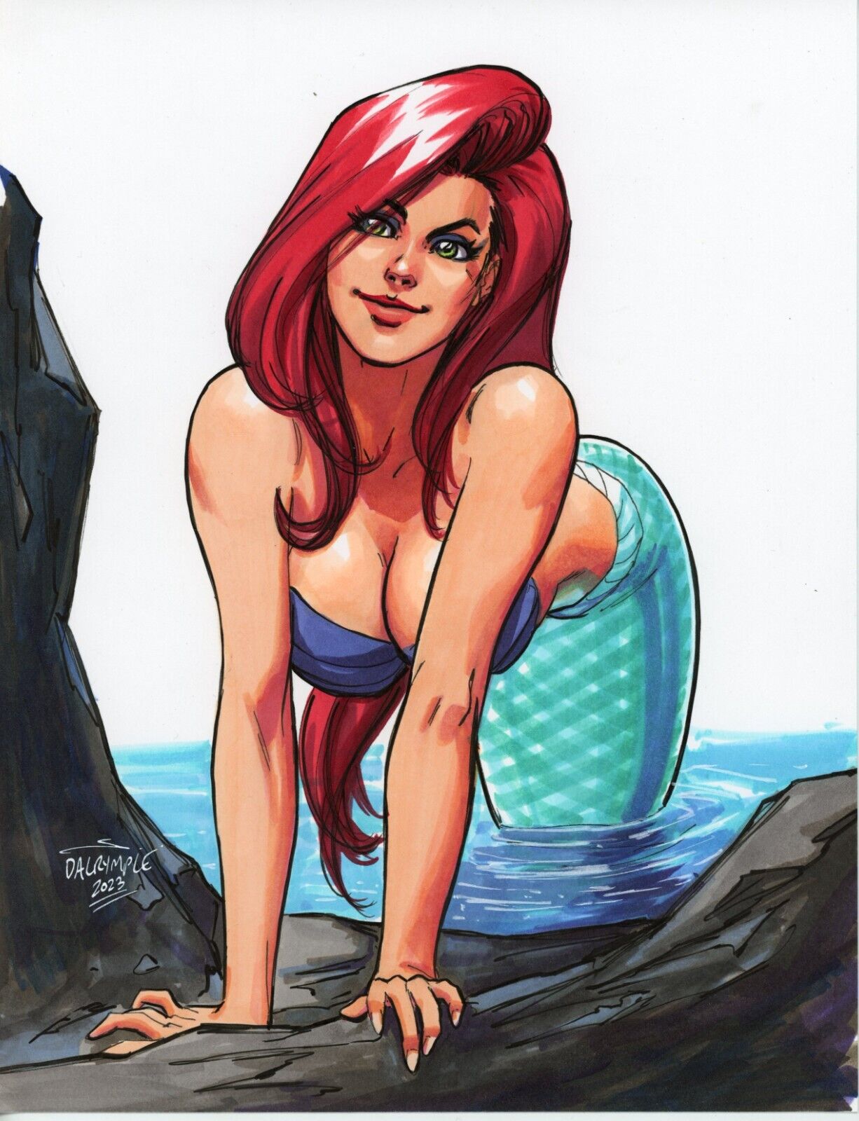 1girls ariel big_breasts breasts cleavage curvaceous curvy_body curvy_female disney disney_princess female_only high_resolution huge_breasts long_hair mermaid red_hair scott_dalrymple solo_female solo_focus the_little_mermaid the_little_mermaid_(1989_film)