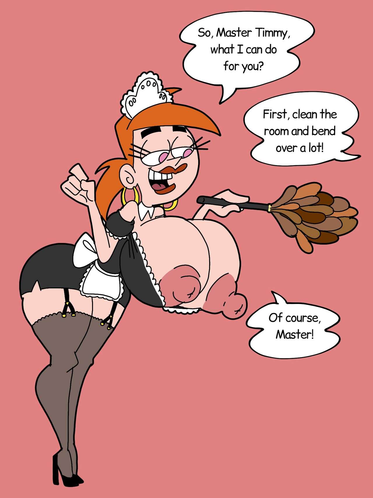 ass, barely covered breasts, big ass, big breasts, big nipples, breasts, clothed, female, female only, gigantic breasts, huge breasts, huge nipples, large breasts, maid, maid headdress, maxtlat, straight hair, the fairly oddparents, vicky (fairly odd parents)