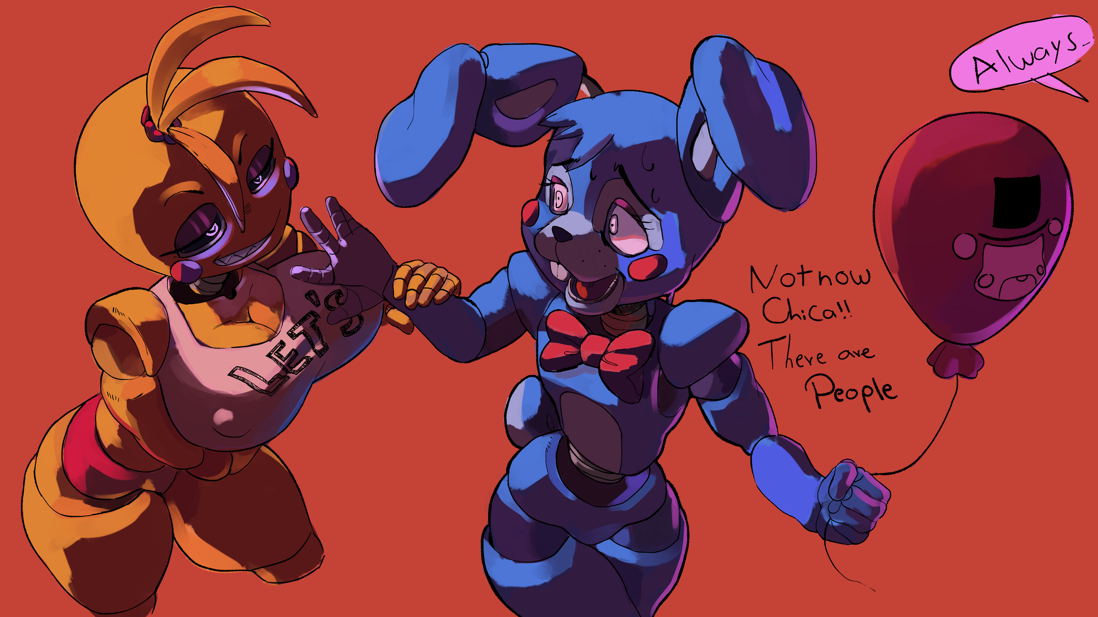 1boy, 1girls, animatronic, bassbyron, bonniexchica, bunny, chicken, female, femboy, five nights at freddy's, imminent sex, male, rabbit, robot, straight, toy bonnie (fnaf), toy chica (fnaf)