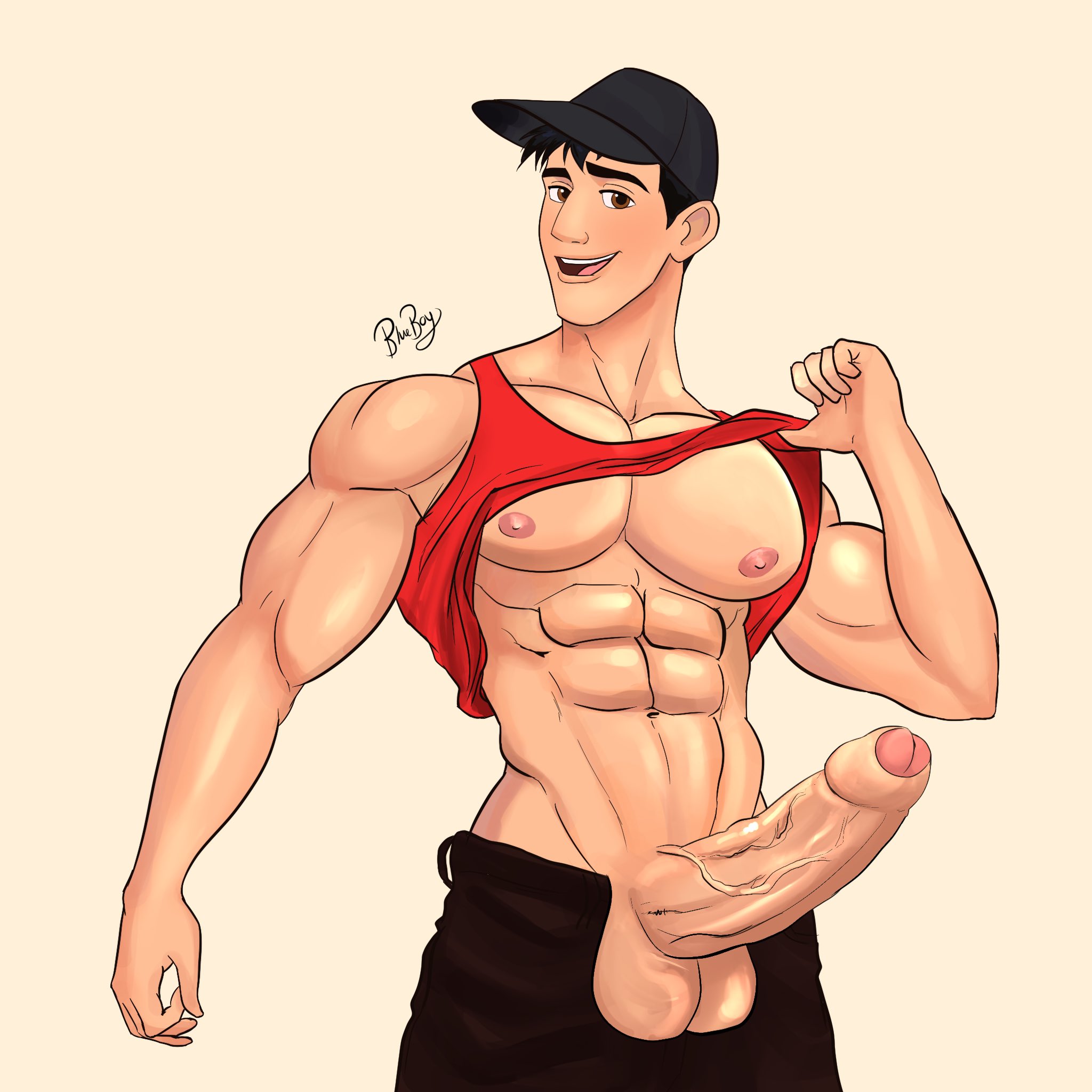 abs, asian, asian male, biceps, big chest, big cock, big hero 6, big pecs, big penis, biracial, biracial male, blueboybara, boner, bulging biceps, disney, east asian, east asian male, erect penis, erection, foreskin, hard on, huge chest, huge cock, huge pecs, looking at viewer, male, male only, marvel, marvel comics, muscles, muscular, muscular male, pecs, penis, penis out, presenting penis, proud of his cock, shirt lift, smooth chest, smooth skin, tadashi hamada, teasing, thick thighs, uncircumcised, uncut, veiny penis
