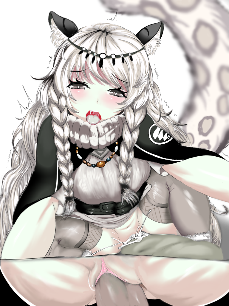 1boy 1girls ahe_gao amrin_182 arknights blush cowgirl_position cum cum_in_pussy cum_inside female male penis penis_in_pussy pramanix_(arknights) pussy snow_leopard snow_leopard_ears snow_leopard_tail vaginal_penetration