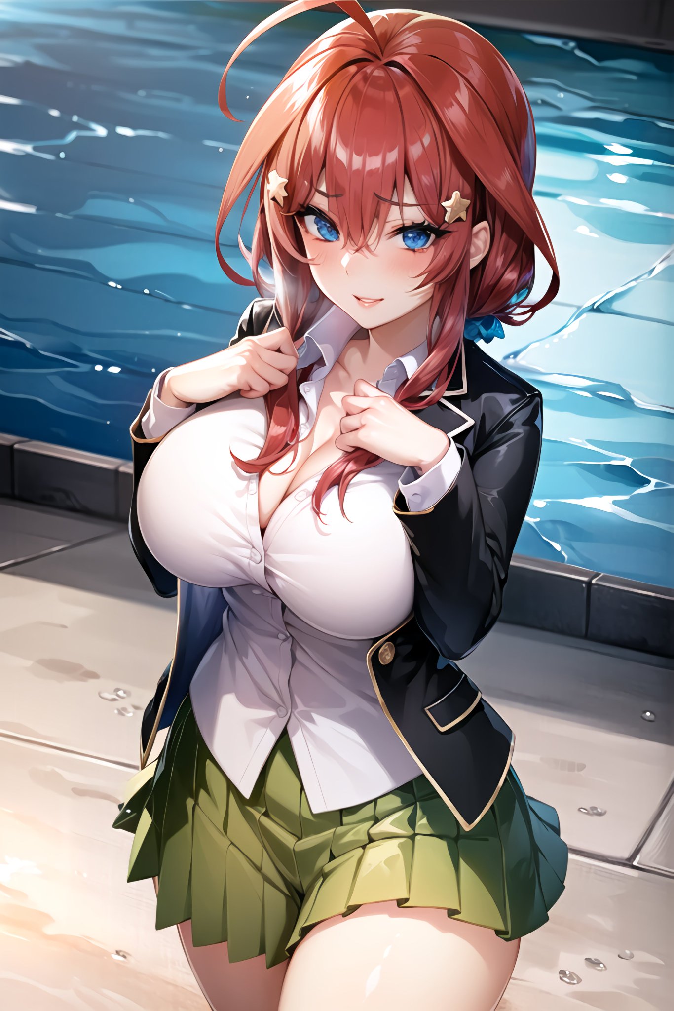 1girls, ai generated, breasts, curvaceous, curvy figure, female, female focus, go-toubun no hanayome, huge breasts, nakano itsuki, solo female, solo focus, stable diffusion, voluptuous, voluptuous female