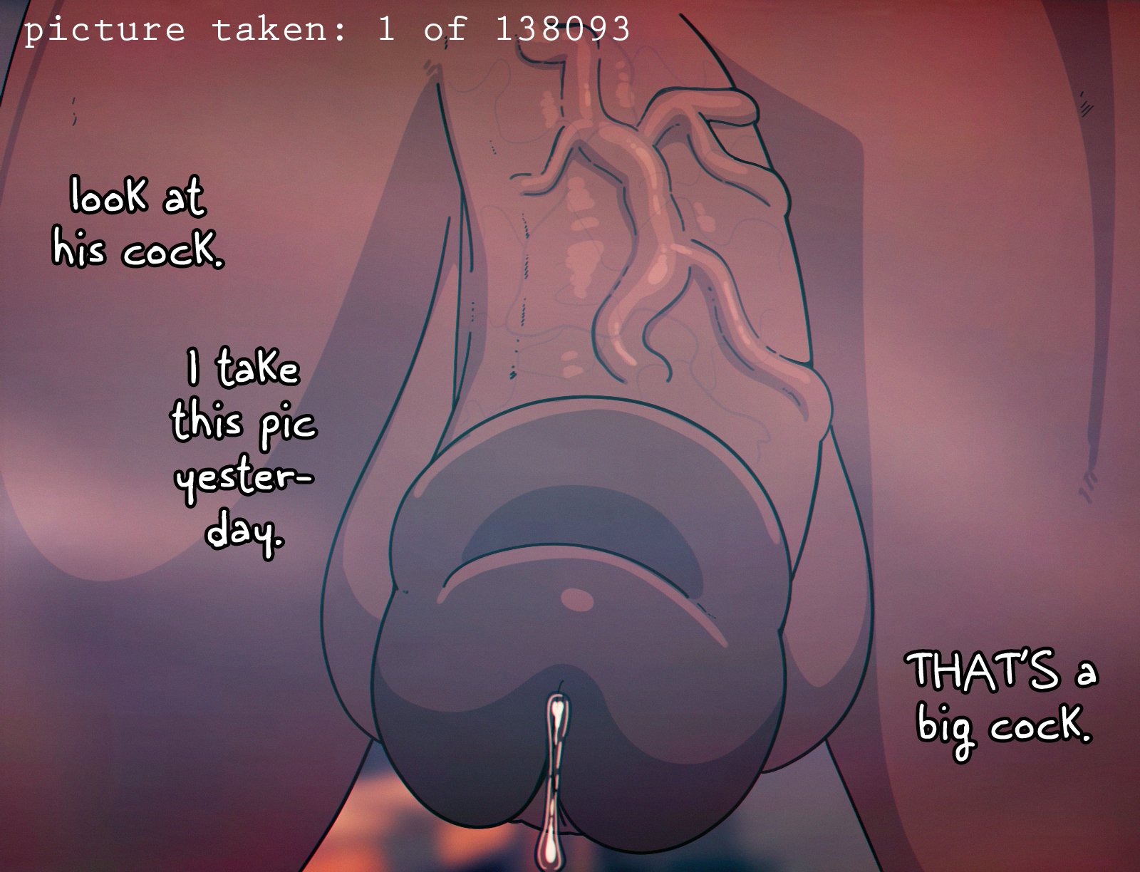 1boy, balls, ballsack, curved to the right penis, dark skin, dark-skinned male, dialogue, english text, erection, hasselnut, hi res, humanoid penis, male, male only, nude, nude male, partial male, penis, penis focus, penis size difference, precum, precum drip, scrotum, small penis humiliation, solo, testicles, veiny penis, wolfgang bang