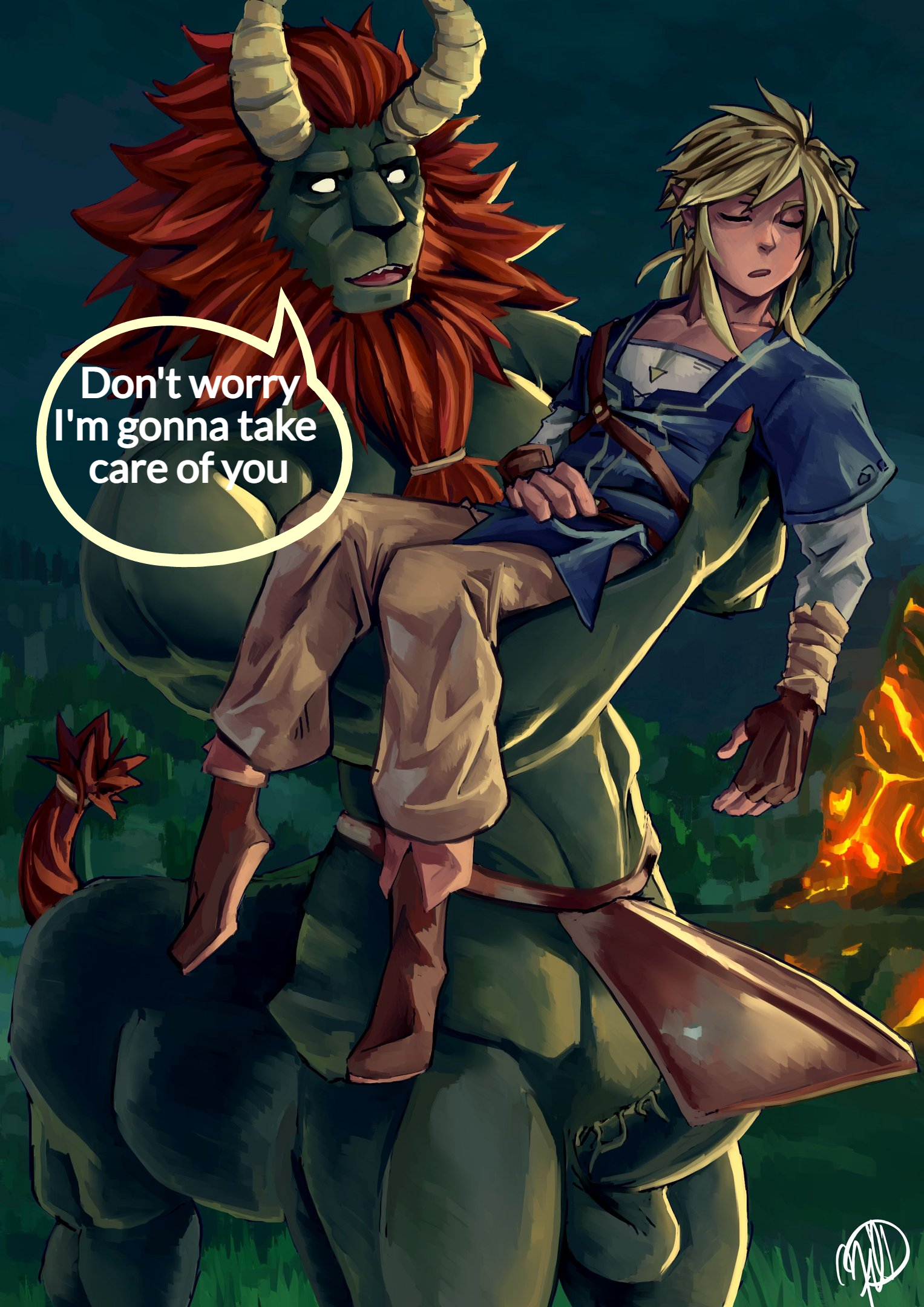 2boys, balls, breath of the wild, duo, english text, erect penis, frontal taur balls, frontal taur genitals, frontal taur penis, gay, human, imminent rape, imminent sex, jasdavi, link, link (breath of the wild), lynel, male, male only, muscular, muscular male, penis, tagme, taur, text, the legend of zelda, uncensored, yaoi