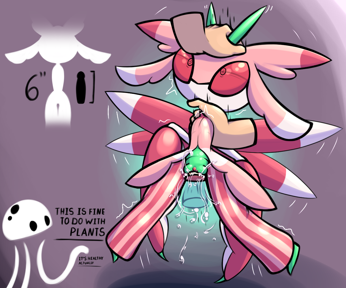 6:5, abdominal bulge, anthro, bodily fluids, clitoris, duo, elemental creature, female, fleshlight position, flora fauna, generation 7 pokemon, genital fluids, genitals, hand on, hand on head, human, humanoid, jellli, large insertion, lifted, lurantis, male, male/female, mammal, nintendo, penetration, penis, plant, pokemon, pokemon (species), pussy, pussy juice, stomach bulge