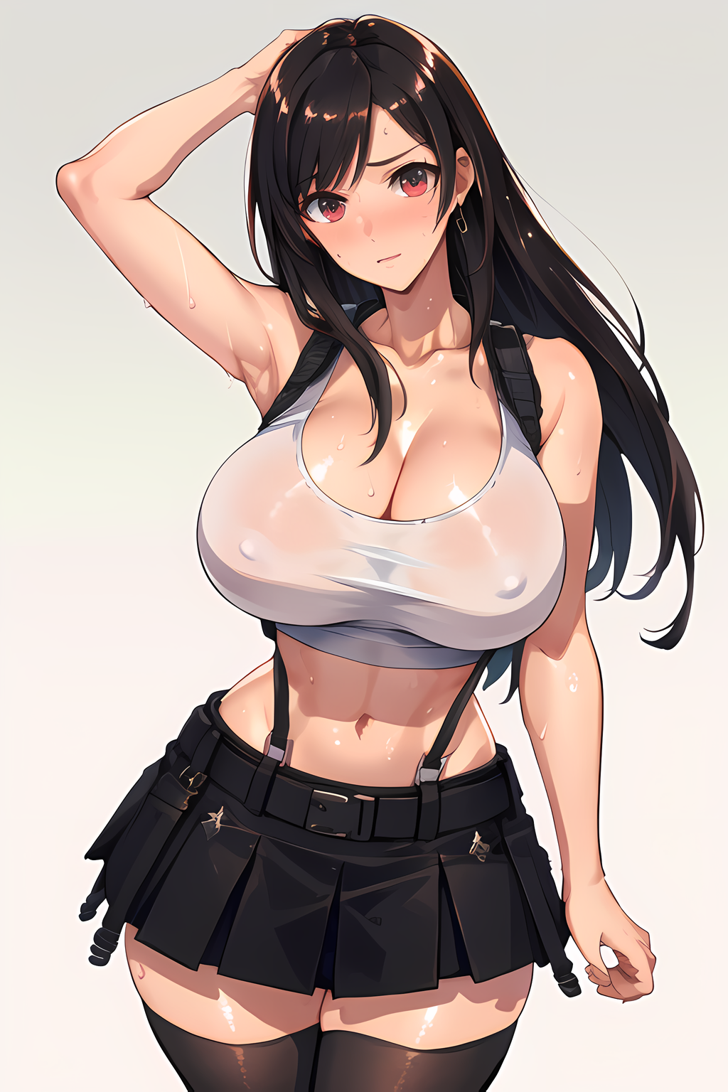 1girls, ai generated, armpit crease, armpit fetish, armpits, breasts, curvy, curvy figure, female, female focus, final fantasy, final fantasy vii, huge breasts, red eyes, solo female, stable diffusion, tifa lockhart, voluptuous, voluptuous female