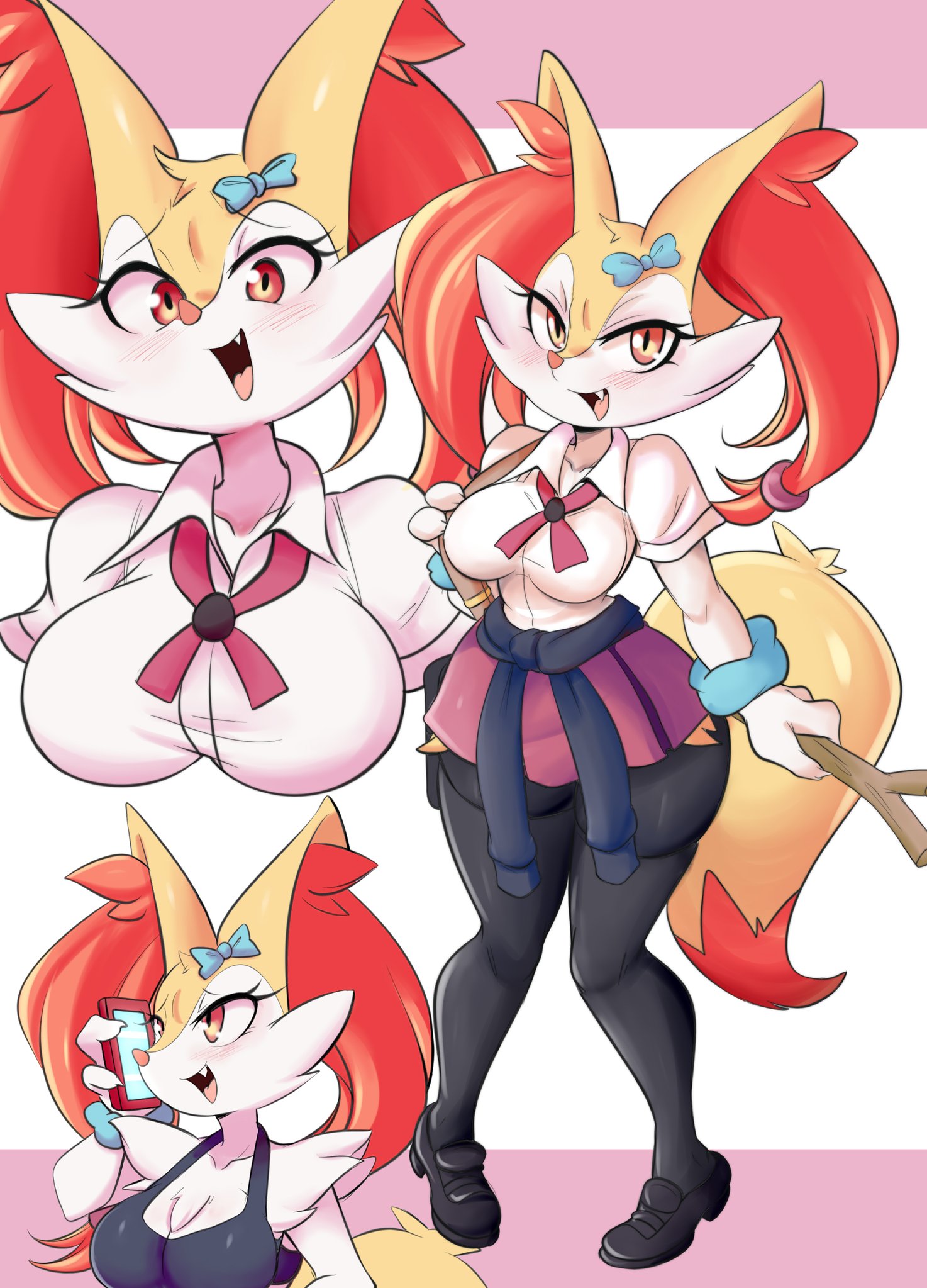 anthro, big breasts, braixen, brandy (lucyfercomic), breasts, female, lucyfercomic, nintendo, pokémon (species), pokemon, pokemon (species), thick thighs, wide hips