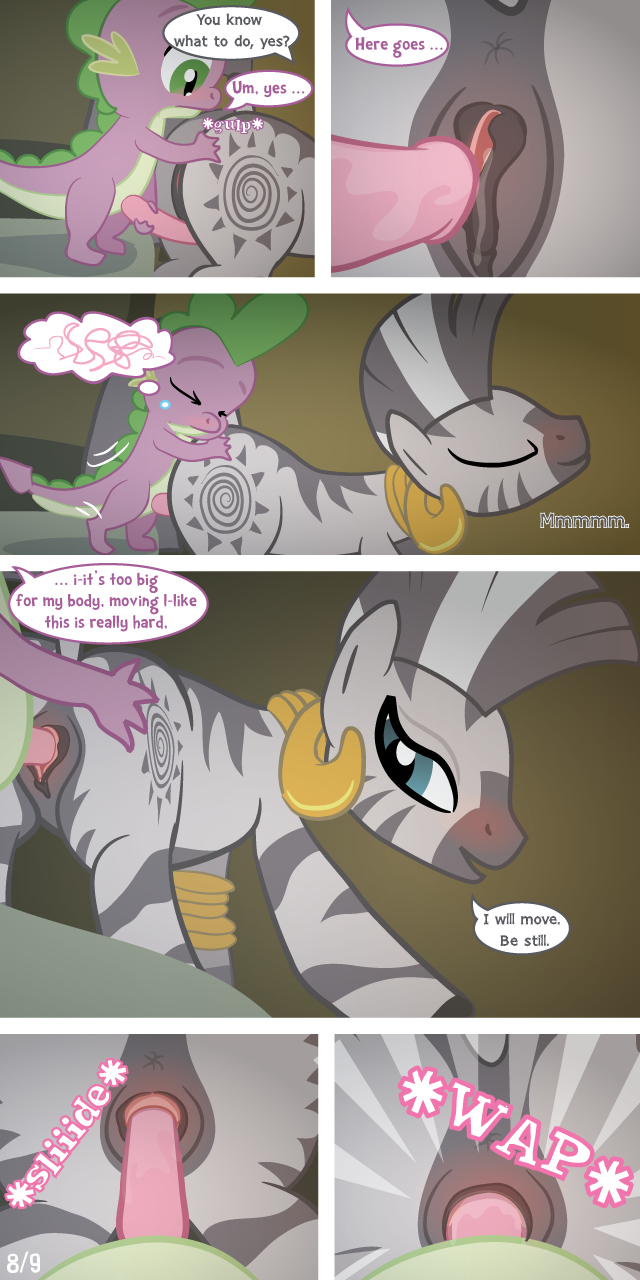 blush comic cum dragon ear_piercing earring english_text equine female friendship_is_magic interspecies male my_little_pony page_8 penis piercing pussy spike_(mlp) straight_hair syoee_b vaginal_penetration zebra zecora_(mlp)