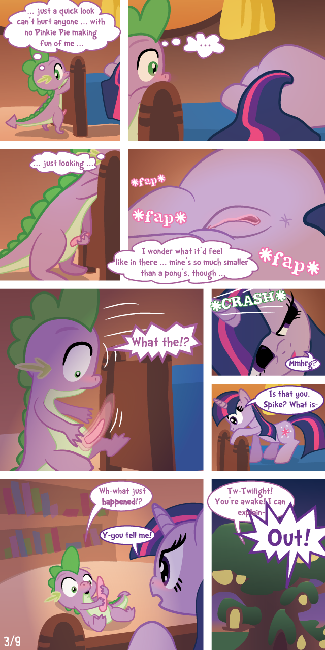 ... angry bed busted caught comic dragon english_text equine erection female friendship_is_magic horn horse male masturbation my_little_pony page_3 penis pony pussy sleeping spike spike_(mlp) straight_hair syoee_b tail text transformation twilight_sparkle_(mlp) unicorn