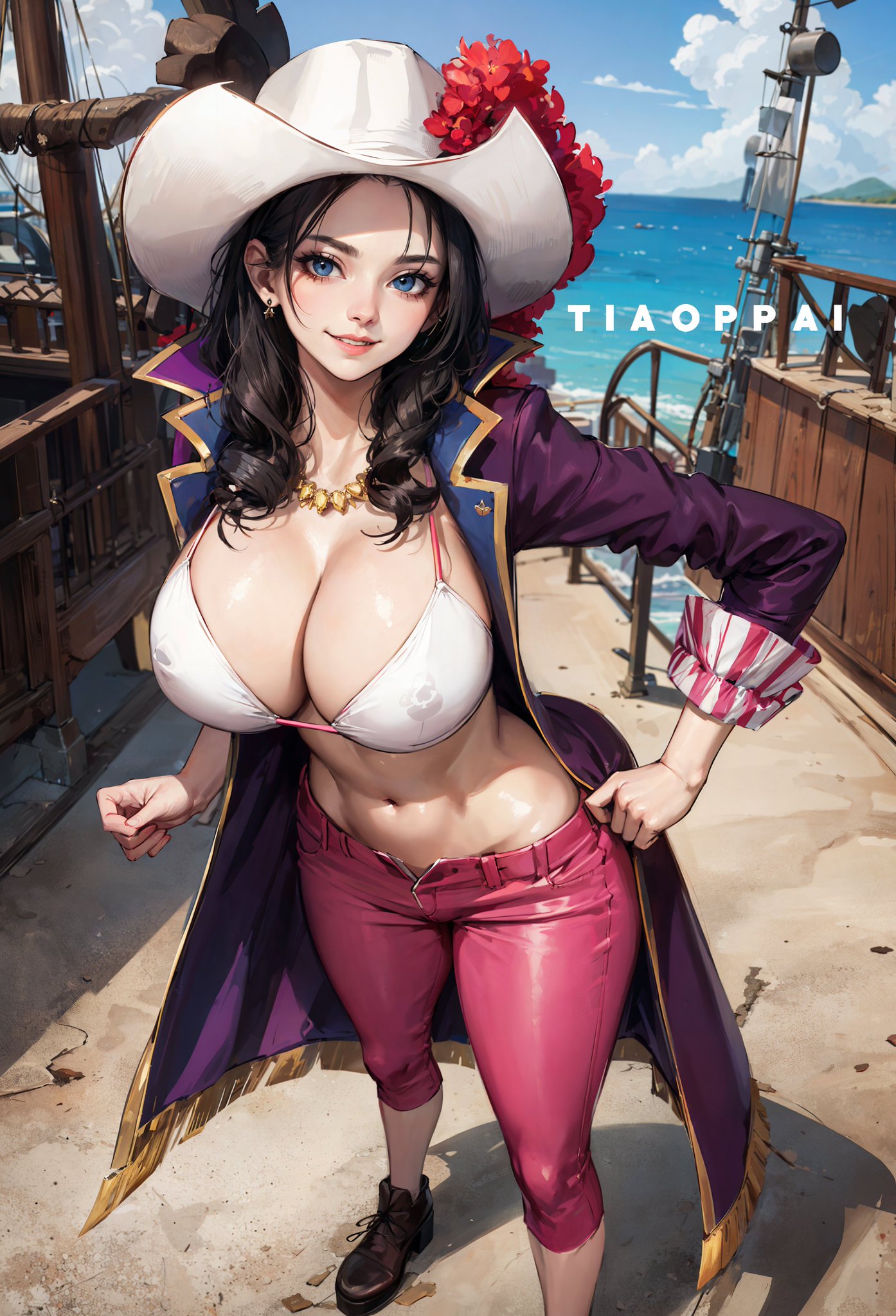 1girls, ai generated, alvida, big breasts, breasts, cleavage, curvaceous, curvy body, curvy figure, female, female focus, female only, huge breasts, looking at viewer, one piece, stable diffusion, tiaoppai, voluptuous female