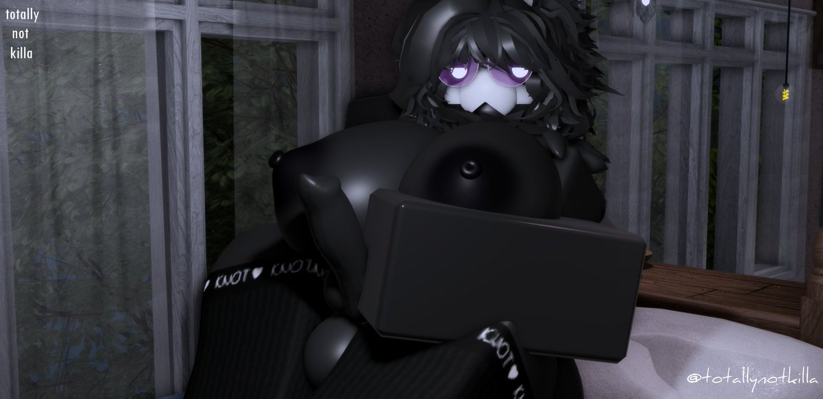 1futa 3d anthro artist_name big_penis black_body black_fur changed_(video_game) furry furry_only futa_only futanari hi_res holding_penis huge_breasts humanoid intersex puro_(changed) purple_glasses roblox robloxian tagme thigh_highs totallynotkilla twitter_username