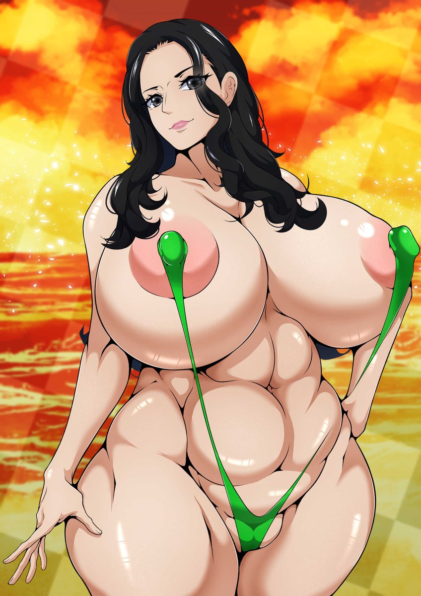 2023, anime, areola, areola slip, areolae, areolae slip, bikini, breasts, female, female only, huge areolae, huge breasts, mojihe, nico robin, nipple suspension bikini, nipples, nipples visible through clothing, one piece, outside, pornography, post-timeskip, sling bikini, tagme, thick thighs, useless clothing, venus body, voluptuous