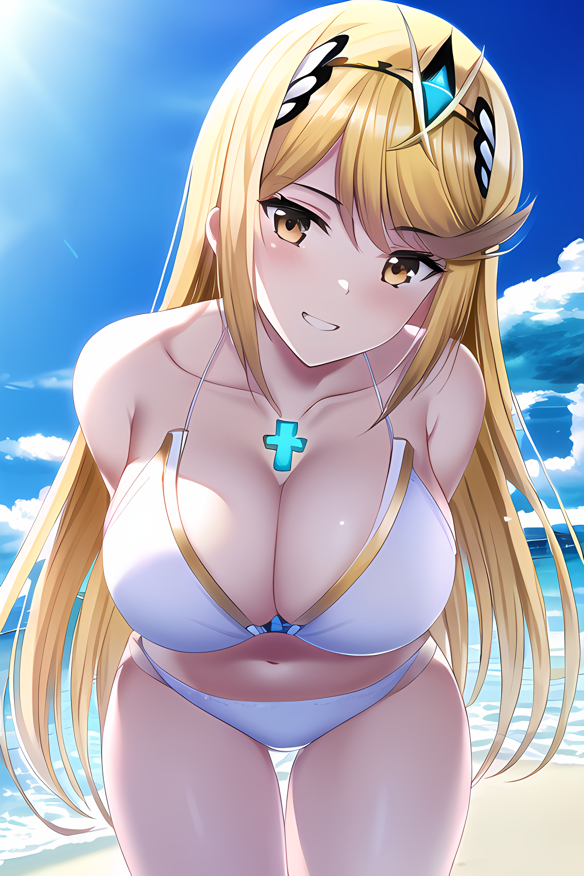 ai generated, breasts, core crystal, female, female only, looking at viewer, mythra, nai diffusion, nintendo, solo, stable diffusion, tagme, xenoblade (series), xenoblade chronicles 2