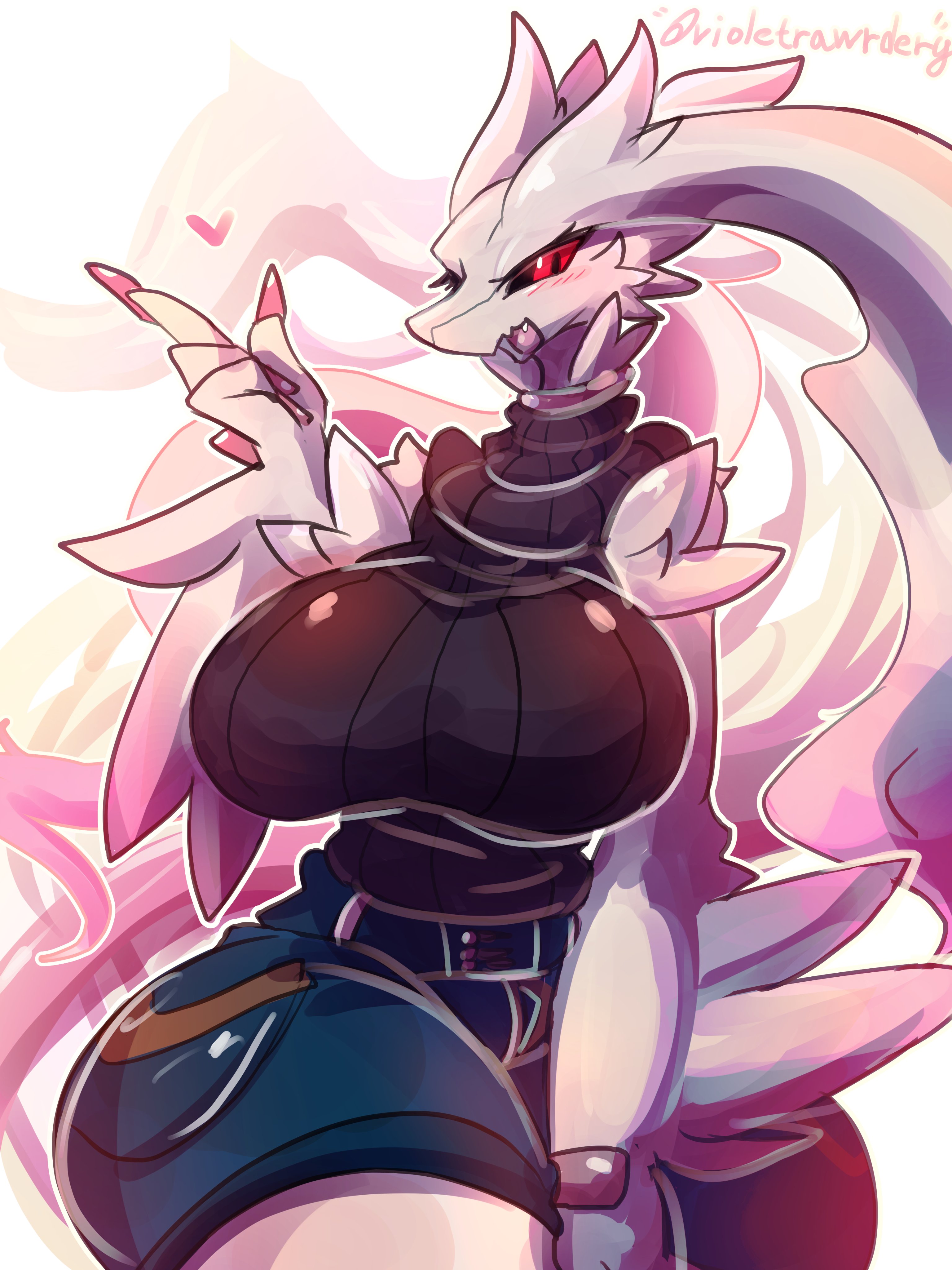 anthro, big breasts, breasts, dragon, dragoness, female, female dragon, female pokemon, nyaswitchnya, pokémon (species), pokemon, pokemon (species), reshiram, thick thighs, wide hips