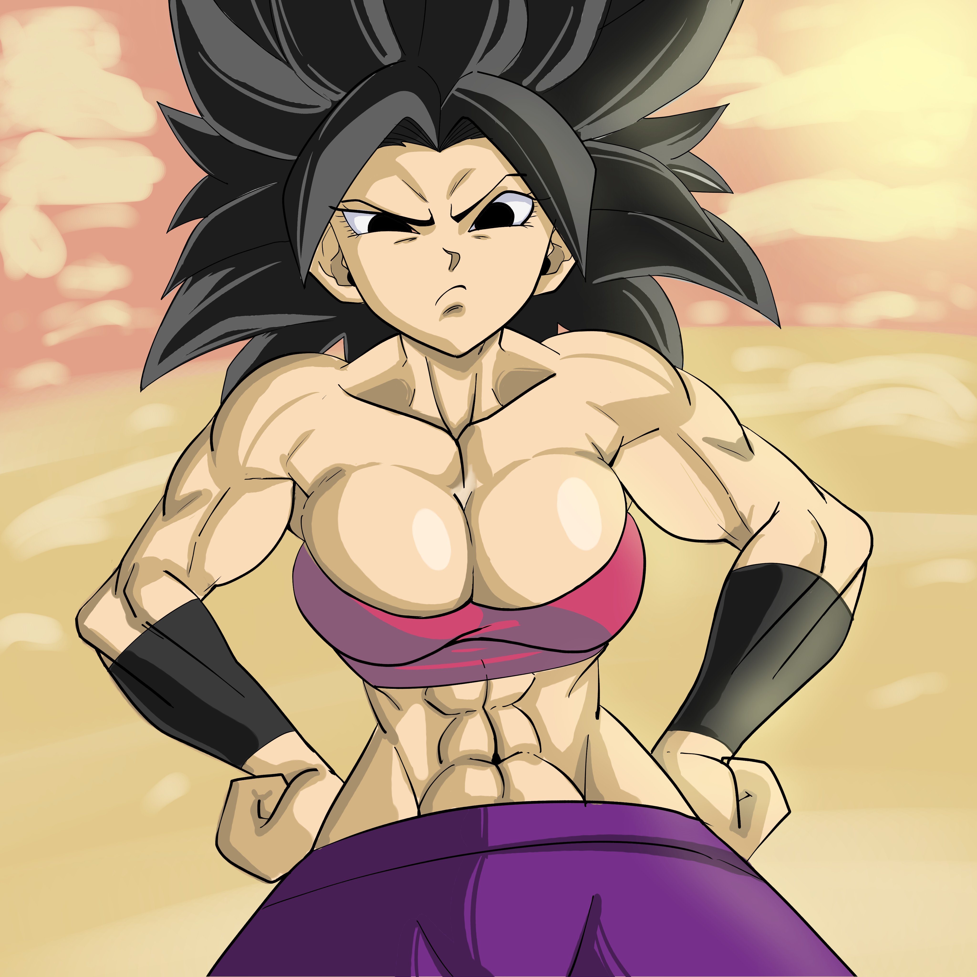 1girls, abs, caulifla, dragon ball, female, female only, muscular, muscular female, pseudocel, solo, tagme