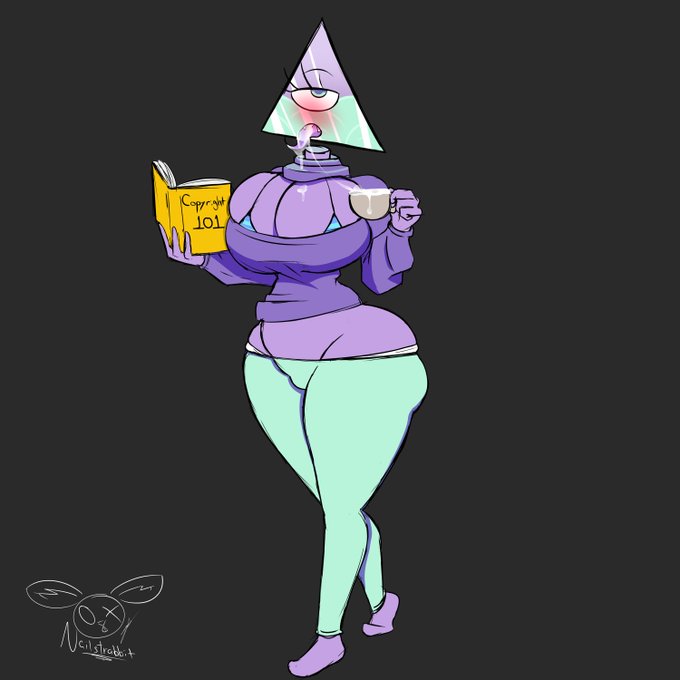 1girls, anthro, bikini top, blush, cleavage, cum in container, cum in cup, cum on tongue, cyclops, eyelashes, female, female only, floating head, for a head, iilluminaughtii, looking at viewer, nailstrabbit, purple body, shape head, sweater, tongue, tongue out, triangle, triangle head, yoga pants, youtuber