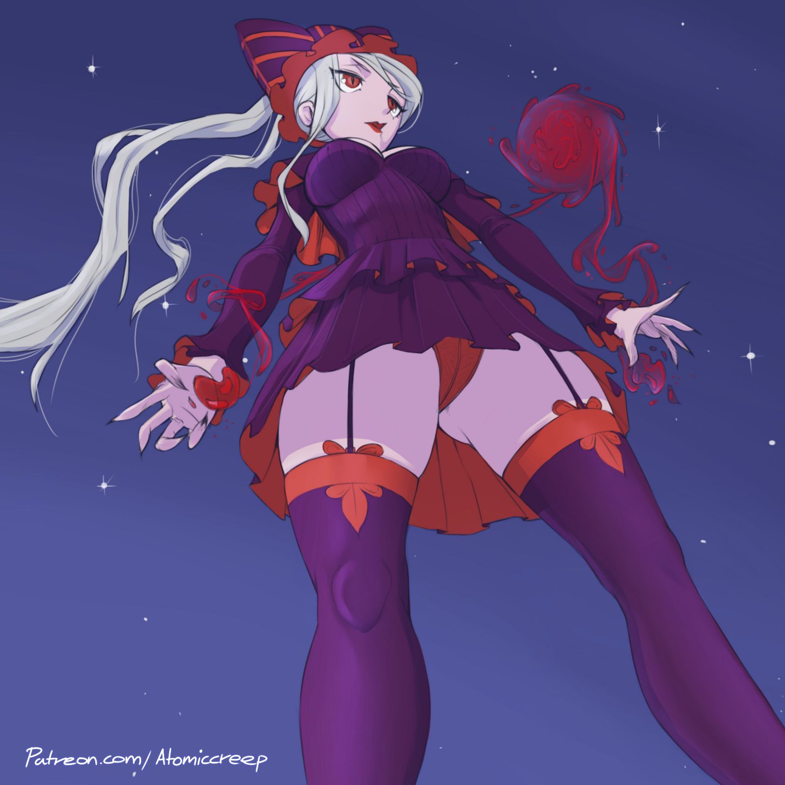 1girls, ass, atomiccreep, breasts, clothed, female, female only, hips, overlord (maruyama), panties, shalltear bloodfallen, solo, suggestive pose, thighhighs, vampire
