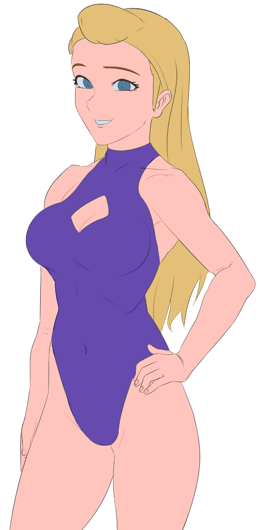 1girls adora blonde_hair blue_eyes boob_window breasts cleavage eyebrow_raise female female_only gonotex hand_on_hip human large_breasts light-skinned_female light_skin long_hair looking_at_viewer one-piece_swimsuit princess_resort purple_one-piece_swimsuit purple_swimsuit she-ra_and_the_princesses_of_power smile solo solo_female standing swimsuit transparent_background very_long_hair