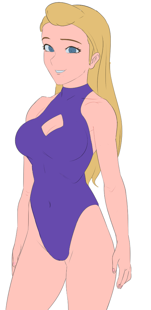 1girls adora blonde_hair blue_eyes boob_window breasts cleavage eyebrow_raise female female_only gonotex human large_breasts light-skinned_female light_skin long_hair looking_at_viewer one-piece_swimsuit princess_resort purple_one-piece_swimsuit purple_swimsuit she-ra_and_the_princesses_of_power smile solo standing swimsuit transparent_background very_long_hair