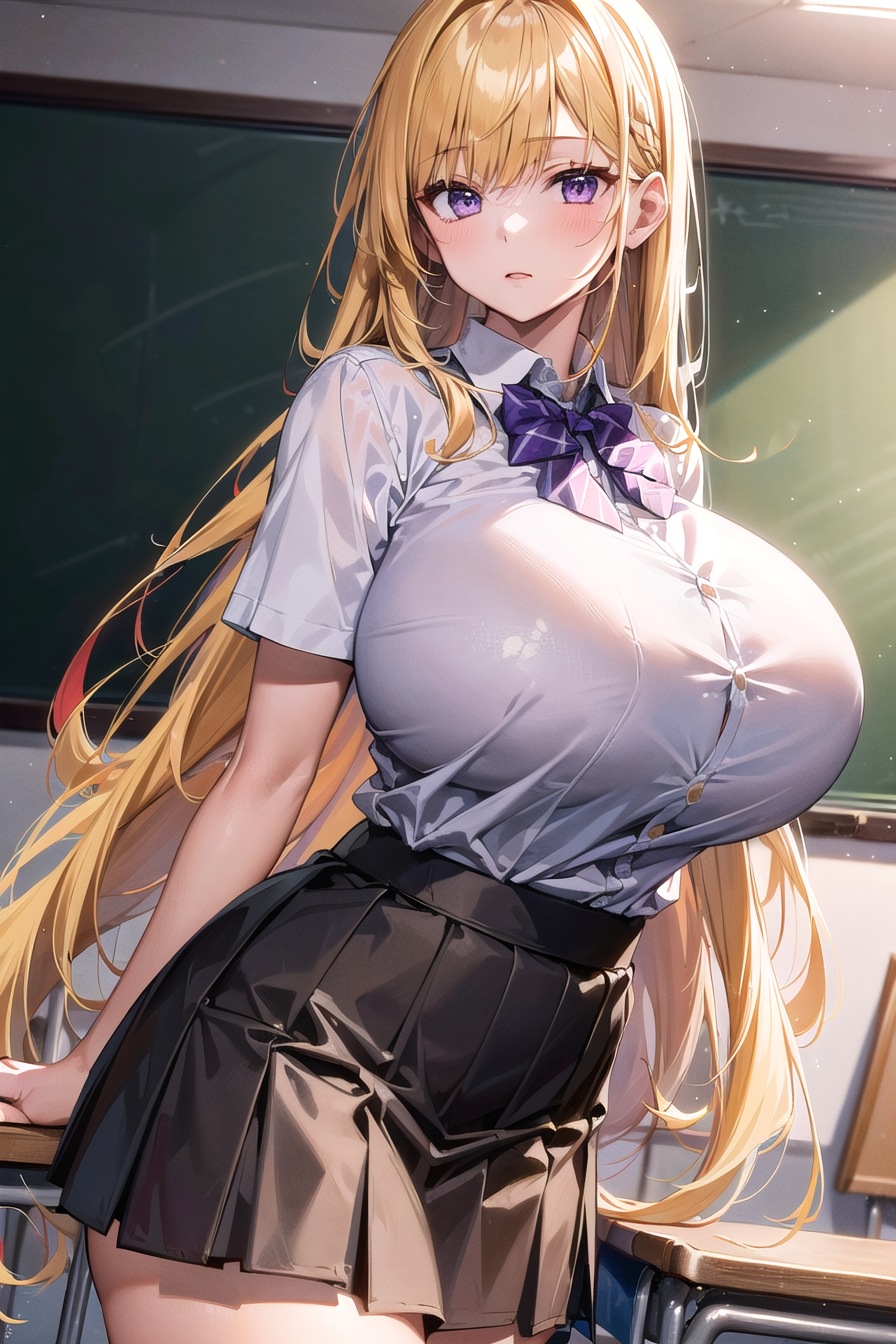 1girls, ai generated, breasts, curvy body, curvy female, curvy figure, female, female only, huge breasts, school uniform, schoolgirl, solo, solo female, stable diffusion, voluptuous, voluptuous female
