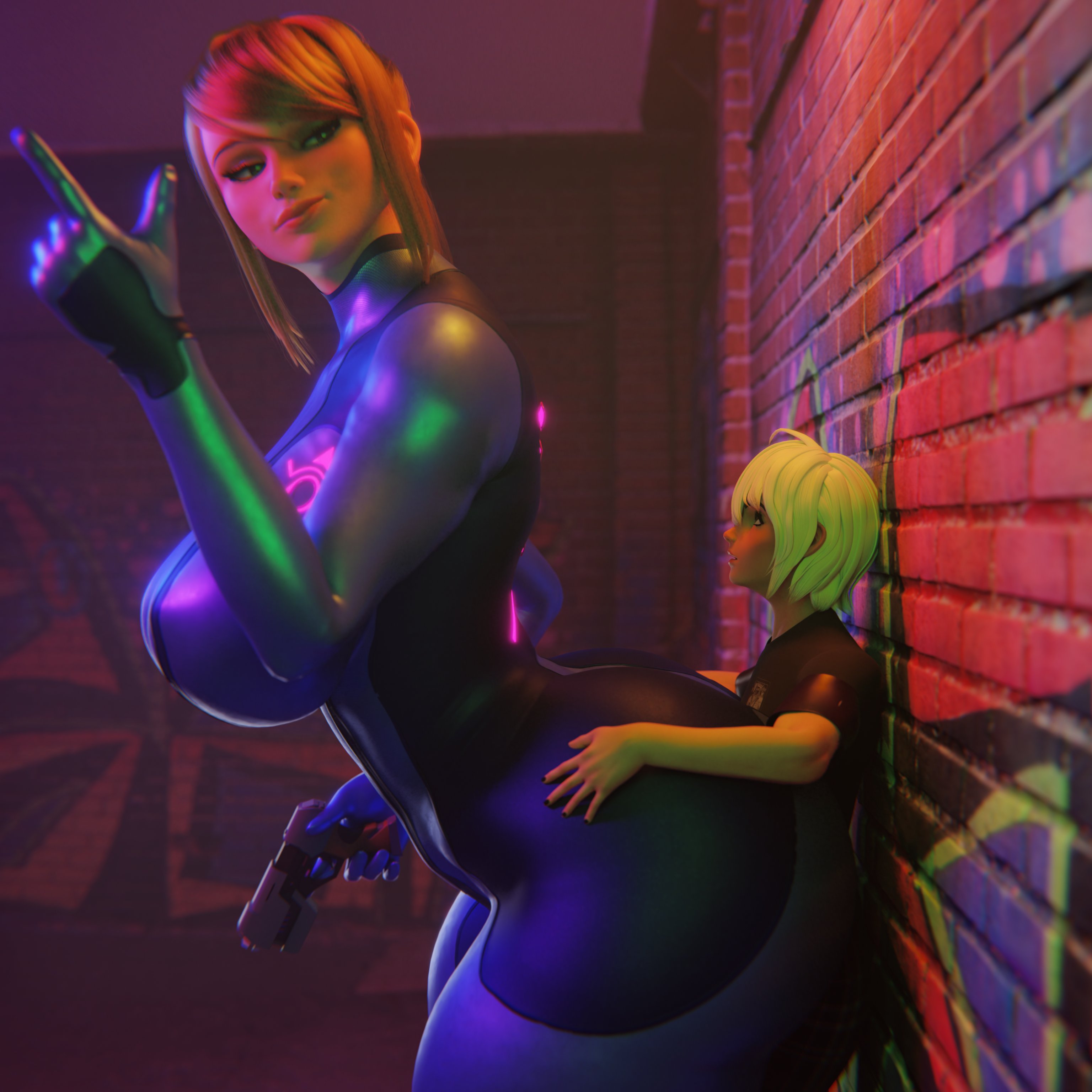 1boy, 1boy1girl, 1girls, 3d, 3d (artwork), ass, big ass, big breasts, big butt, bigger female, blonde female, blonde hair, blonde-haired female, breasts, city, dej arts, dominant, dominant female, femal, female, female focus, femdom, flirting look, flirting with partner, flirtinng, giantess, height difference, highres, large ass, large boobs, large breasts, large butt, larger female, light skin, light-skinned female, light-skinned male, male, metroid, mini giantess, nintendo, outdoors, outside, samus aran, scrag boy (model), scrag samus, scraggle, shorter male, smaller male, submissive, submissive male, white hair, white hair male, zero suit samus