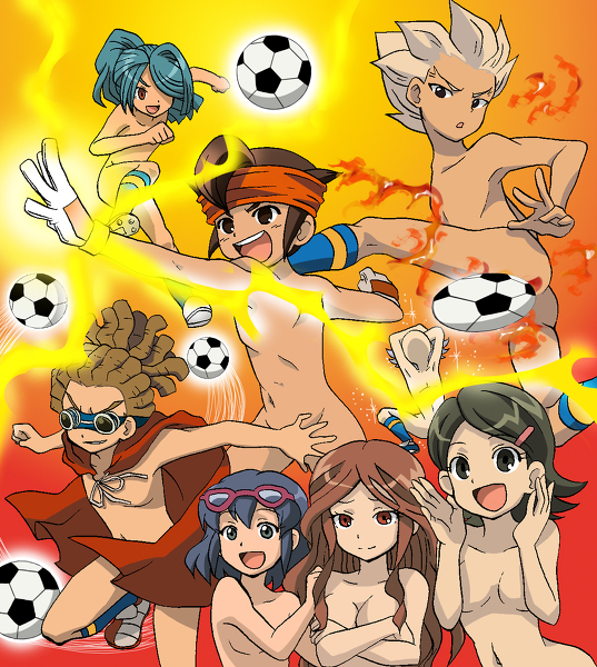 axel_blaze ball celia_hills endou_mamoru fubuki_shirou ichirouta_kazemaru inazuma_eleven inazuma_eleven_(series) jude_sharp kidou_yuuto kino_aki mark_evans_(inazuma_eleven) nathan_swift nelly_raimon nude otonashi_haruna raimon_natsumi shawn_froste shuuya_gouenji silvia_woods soccer_ball zenra