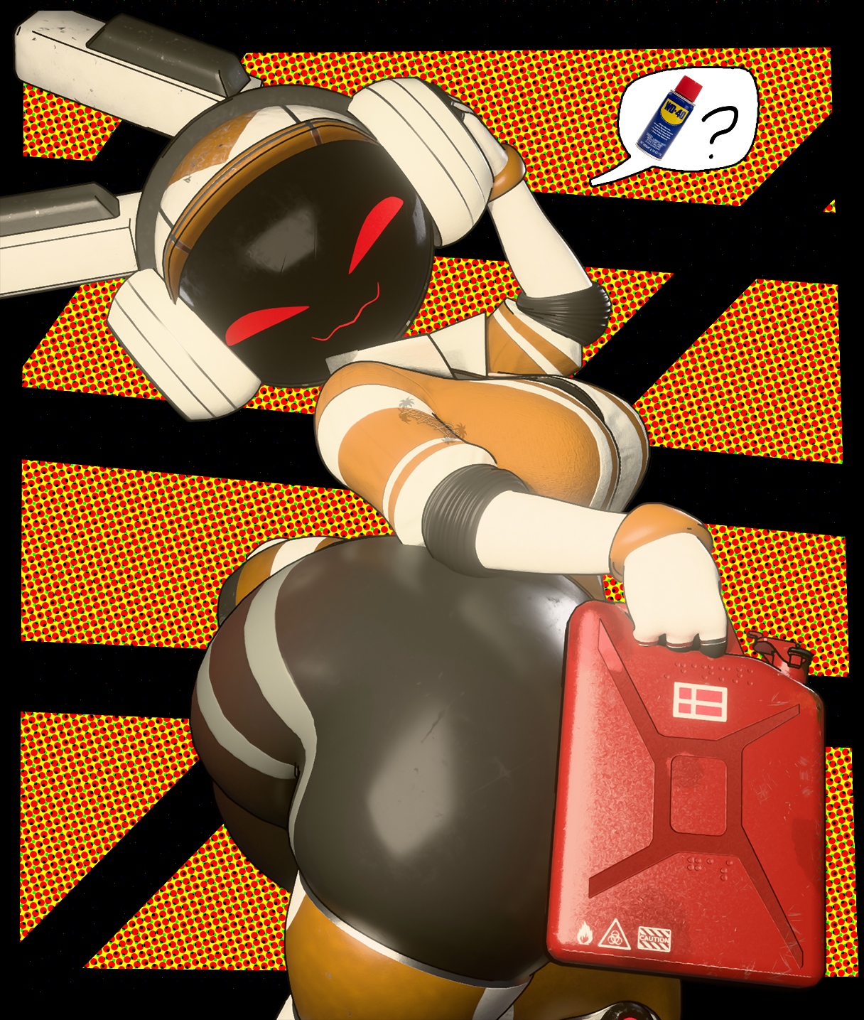 ?, 3d, anaroth, ass, big ass, breasts, bunny, bunny girl, fat ass, furry, gasoline, hype ass, hyper, looking at viewer, palmtreerothic, project turboblast, rabbit, rabbit girl, robot, robot girl, screen face, tempo (project turboblast), thick ass, thick thighs, wd-40