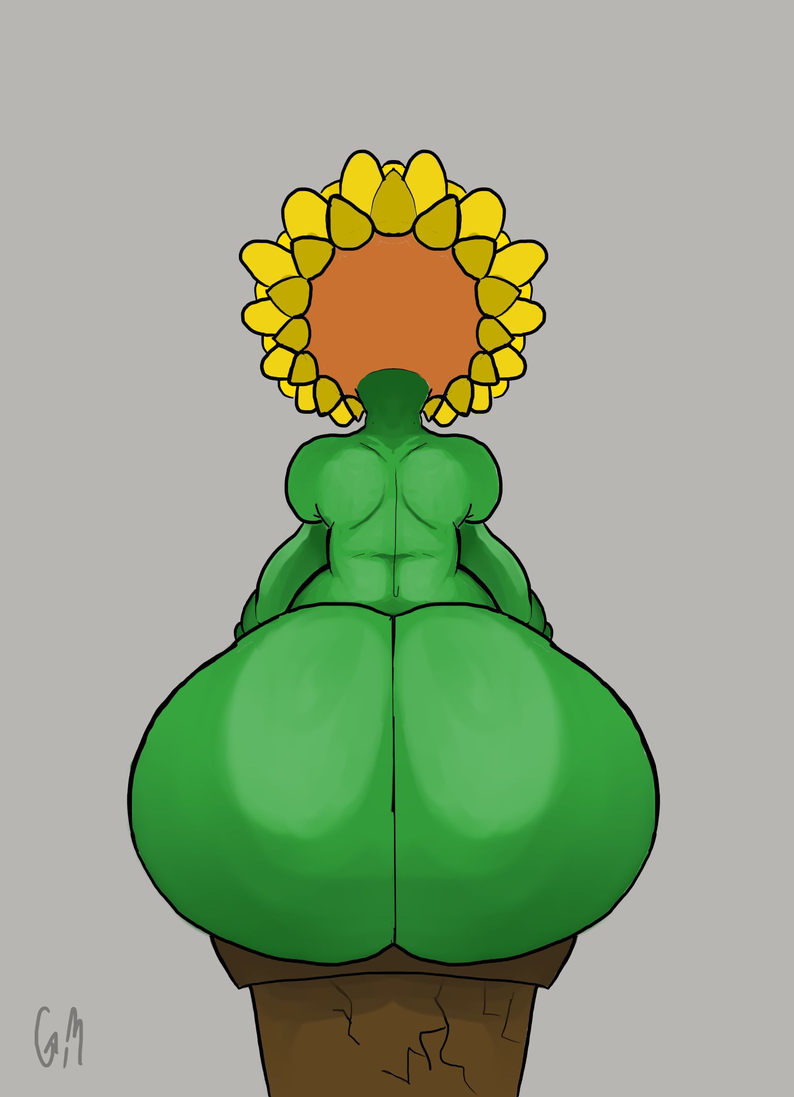 1girls, anthro, anthrofied, ass, ass focus, big breasts, breasts, female, flora fauna, flower-pot (pvz), glitch3, plant, plant girl, plant humanoid, plantie, plants vs zombies, plants vs. zombies, popcap games, pussy, sketch, sunflower (pvz)