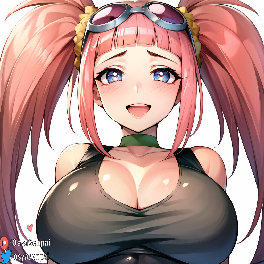 1girls ai_generated big_breasts blue_eyes breasts dinosaur_king female female_only glasses glasses_on_head looking_at_viewer osyasenpai pink_hair solo solo_female stable_diffusion twintails zoe_drake