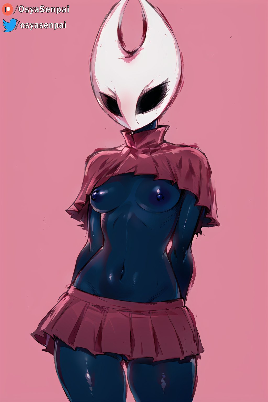 1girls, ai generated, anthro, athletic, athletic female, black skin, breasts, dark skin, dark-skinned female, female, female only, functionally nude, functionally nude female, hollow knight, hornet (hollow knight), insect, insect girl, medium breasts, nipples, osyasenpai, skirt, solo, solo female, stable diffusion