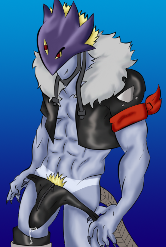 balls bara beelzemon boner bulge demon digimon digimon_(species) digimon_tamers erection erection_under_clothes male male_only muscles muscular penis seven_great_demon_lords solo solo_male tail underwear wings yoshiroluxray