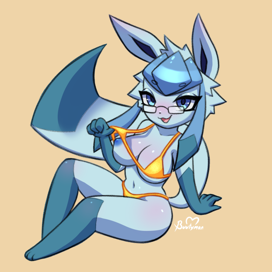 big_breasts breasts buutymon eeveelution glaceon pokémon_(species) pokemon pokemon_(species)