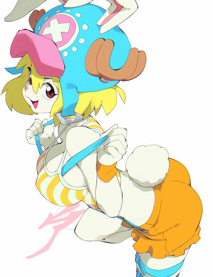 1girls aetherion_art anthro ass big_ass big_butt blonde blonde_female blonde_hair blonde_hair_female butt carrot_(one_piece) female female_focus female_only hair lagomorph leporid looking_at_viewer one_piece orange_shorts rabbit rabbit_ears rabbit_girl rabbit_humanoid rabbit_tail shorts simple_background tagme tail tony_tony_chopper_(cosplay) white_background