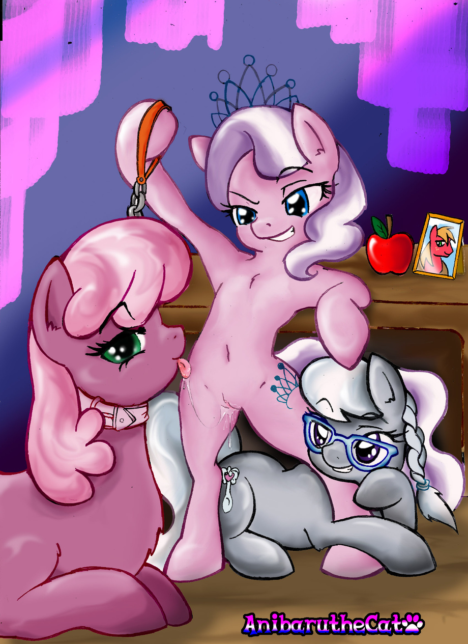 3girls age_difference anibaruthecat blue_eyes chain_leash cheerilee_(mlp) collar cub diamond_tiara_(mlp) equine female femdom femsub feral glasses green_eyes hasbro leash mlp my_little_pony my_little_pony_friendship_is_magic purple_eyes pussy saliva saliva_on_pussy saliva_string silver_spoon_(mlp) small_dom_big_sub smile smooth_skin tagme tongue tongue_out young younger_dom_older_sub