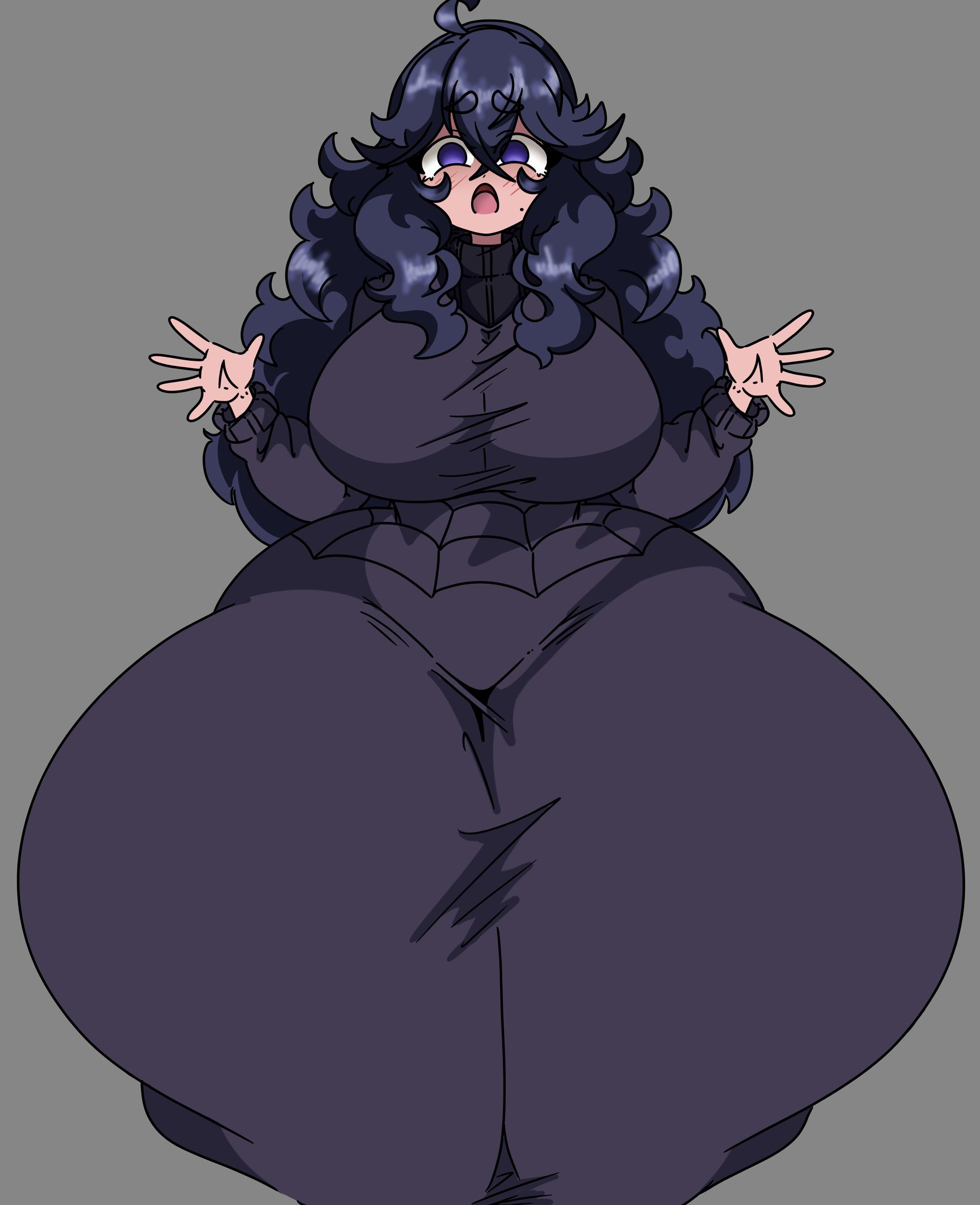 1girls, big breasts, big thighs, bottom heavy, breasts, dress, female, female focus, female only, fully clothed, hex maniac, huge nipples, hyper, hyper hips, hyper thighs, inakotho, massive thighs, nintendo, pokemon, pokemon xy, solo, thick thighs, thighs, wide hips