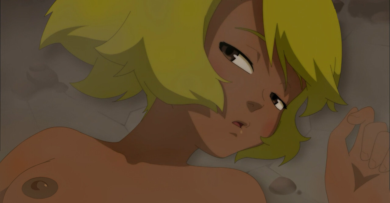 1girls, 2d, amalia, ankama, areolae, breasts, brown eyes, dark skin, dark-skinned female, edited, female, female only, green hair, heightes, lying, lying on back, nipples, nude, princess, princess amalia sheran sharm, screencap, solo, tagme, teenage female, teenage girl, teenager, wakfu