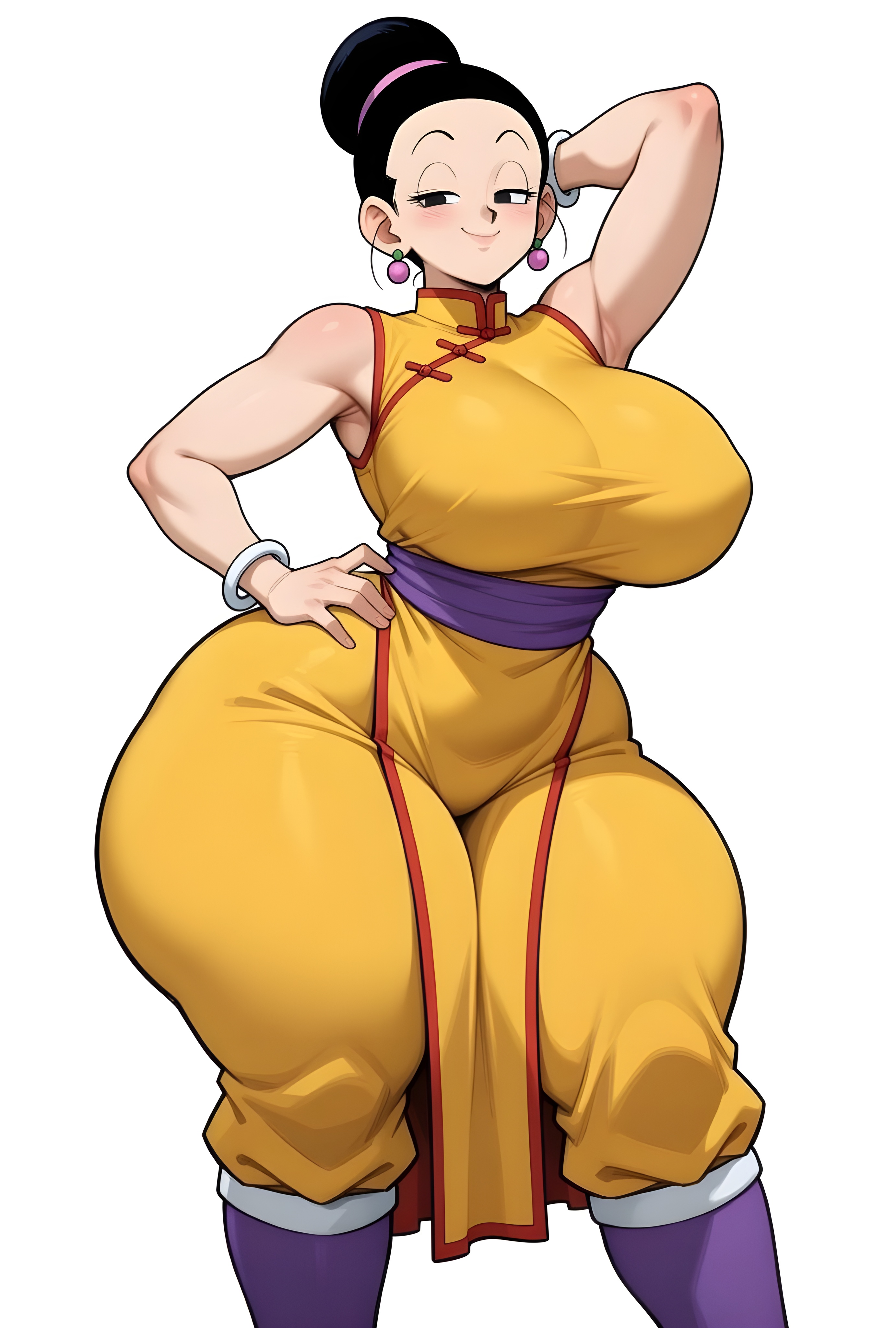 1female, 1girls, ai generated, ass, ass bigger than head, ass crack, bare ass, big ass, big breasts, big butt, brasil louco, bubble ass, bubble butt, chichi, chichi (majin buu saga), chubby, clothed, clothed female, curvaceous, curvy, curvy body, curvy female, curvy figure, dominant, dominant female, dragon ball, dragon ball super, dragon ball z, female, female focus, female human, female only, full body, full clothed, fully clothed, large ass, large breasts, looking at viewer, looking back, mature, mature female, mature woman, milf, milf body, presenting, presenting ass, seducing, seducing viewer, seductive, seductive look, seductive pose, seductive smile, sexy, sexy body, sexy pose, shueisha, simple background, solo, solo female, solo focus, tagme, thick, thick ass, thick body, thick butt, thick legs, thick thighs, toei animation, voluptuous, voluptuous body, voluptuous female, white background