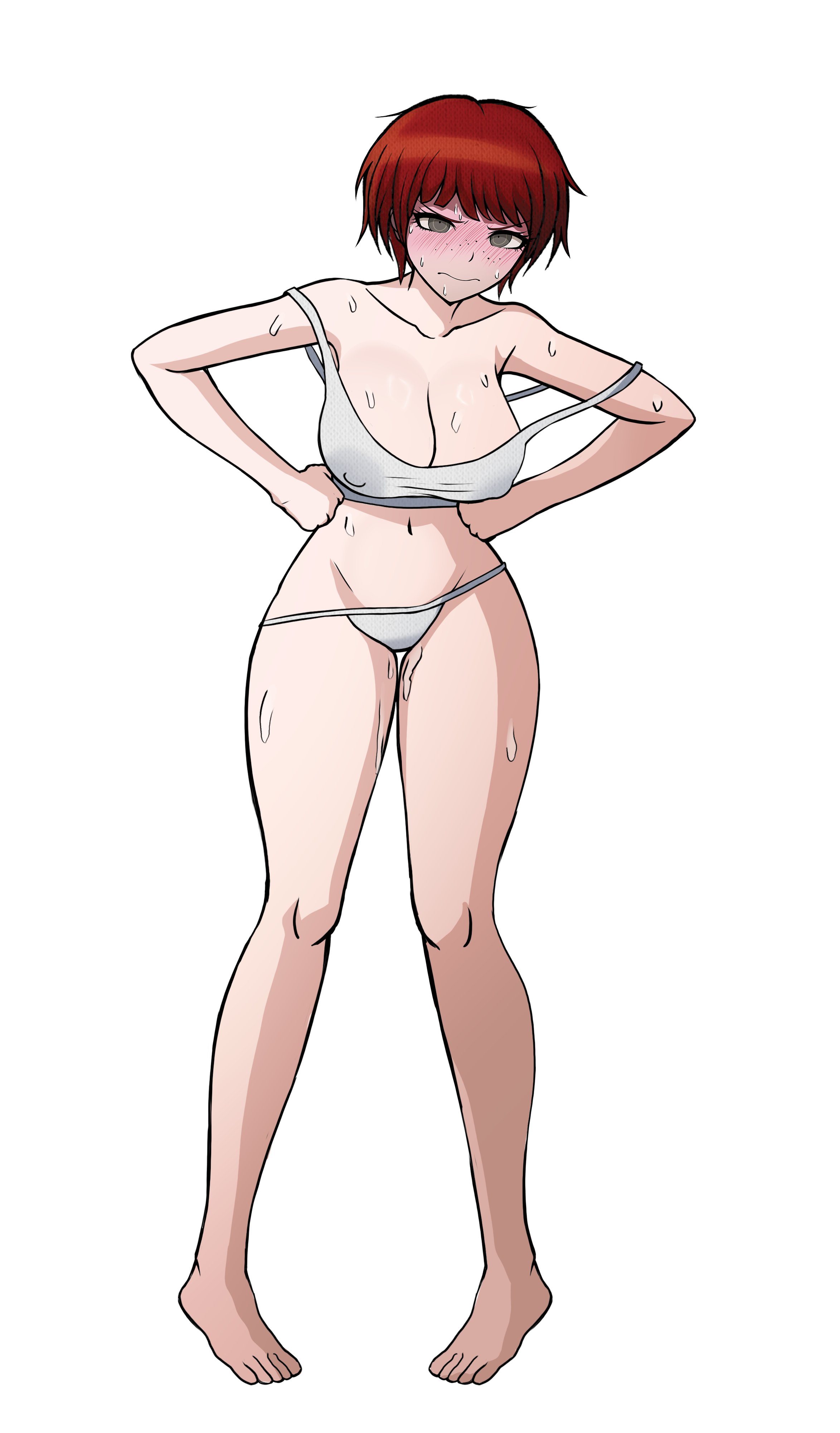 1girls, belly button, big breasts, busty, busty female, caught, caught in the act, caught masturbating, curvaceous, curvy, curvy body, curvy female, curvy figure, curvy hips, danganronpa, danganronpa 2: goodbye despair, freckles, green eyes, hourglass figure, huge breasts, koizumi mahiru, large breasts, middinos, midnightdindins, red hair, short hair, smile, sprite edit, tagme, thick thighs, voluptuous, voluptuous female