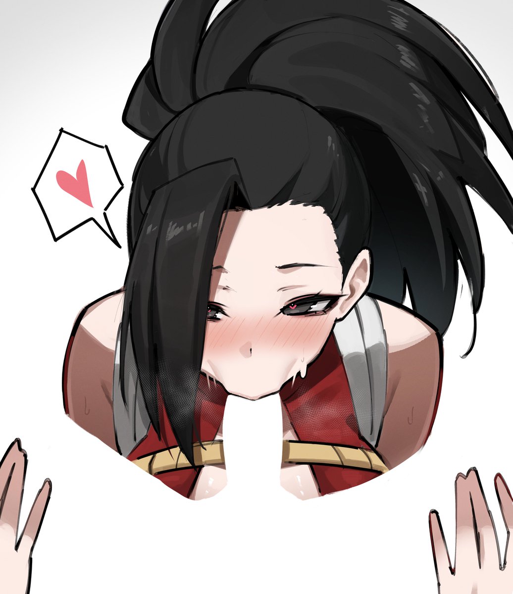 1boy, 1girl, 1girls, bangs, bare shoulders, black hair, blowjob, blush, channyy19, erection, fellatio, hair pulled back, half-closed eyes, halterneck, heart, hero outfit (mha), hetero, high ponytail, human, human female, leotard, light-skinned female, looking at viewer, momo yaoyorozu, momo yaoyorozu (hero outfit), my hero academia, negative space cunnilingus (meme), oral, penis, ponytail, pov, spoken heart, superheroine, tagme, veins, veiny penis