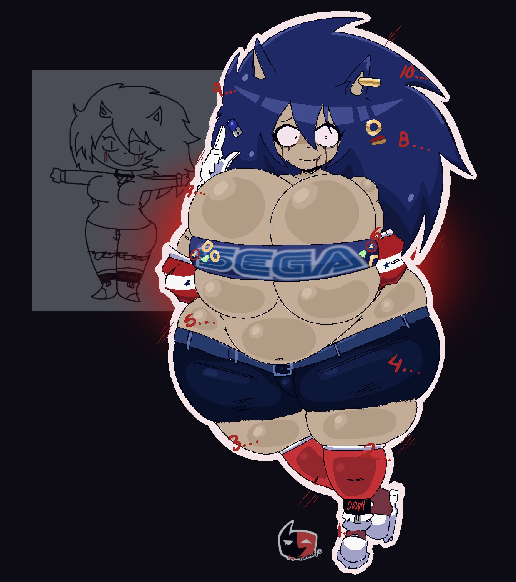 1girls, barely clothed, blue hair, breasts bigger than head, copysky777, el pendrive azul (creepypasta), female, female only, gijinka, hips wider than shoulders, huge breasts, human, lafreakysky, rule 63, sega, solo, solo female, sonic (series), sonic the hedgehog (series), sonic.exe (series), tagme, thick thighs, tight clothing